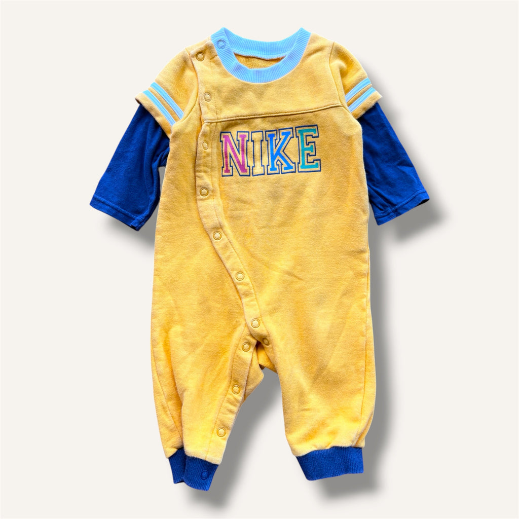 Y2K Nike Yellow Colourful Font Romper (6/12M)