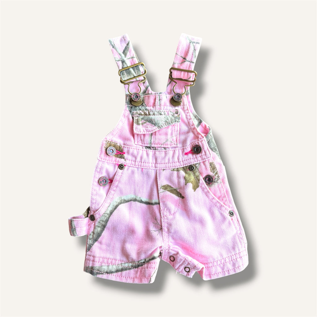 Vintage Pink Real Tree Print Cabela's Shortalls (0/3M)