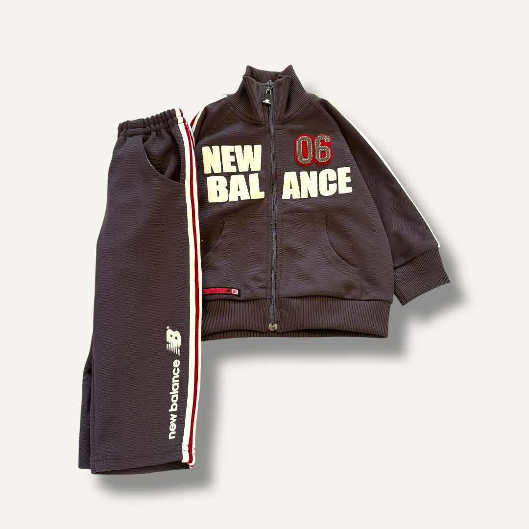 New Balance Charcoal Grey & Burgundy Tracksuit Set (18/24M)