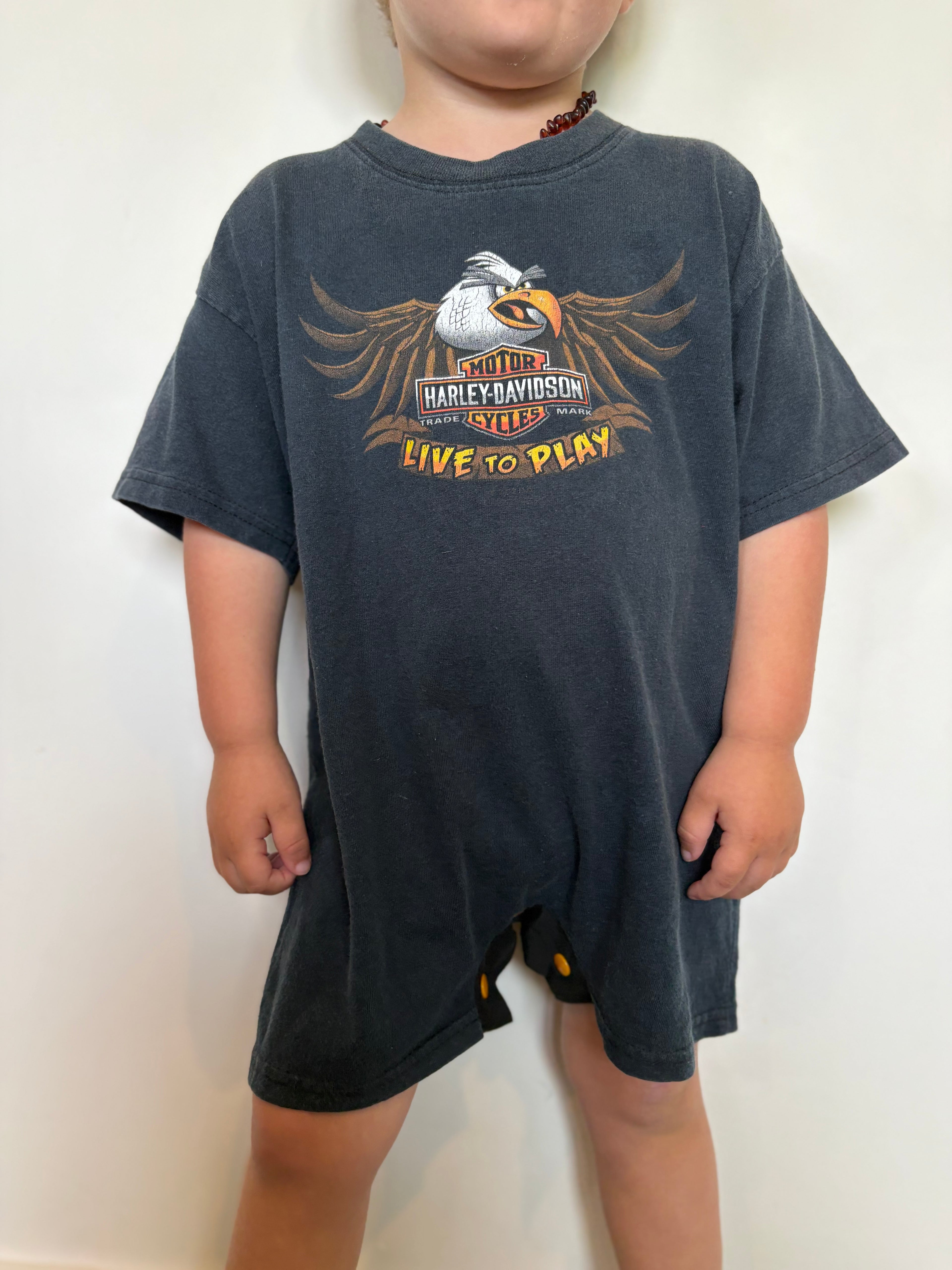 'Live to play' Harley Davidson Reckless Romper (2T)