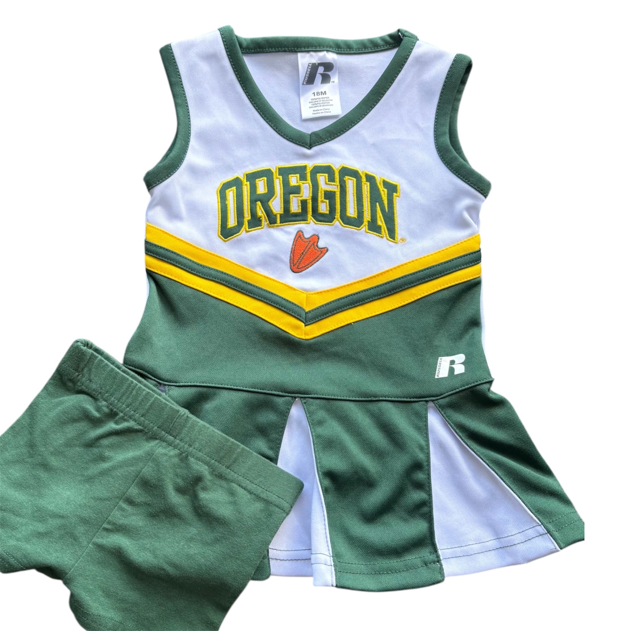 Oregon Ducks Cheerleading Dress With Shorts (12/18M)