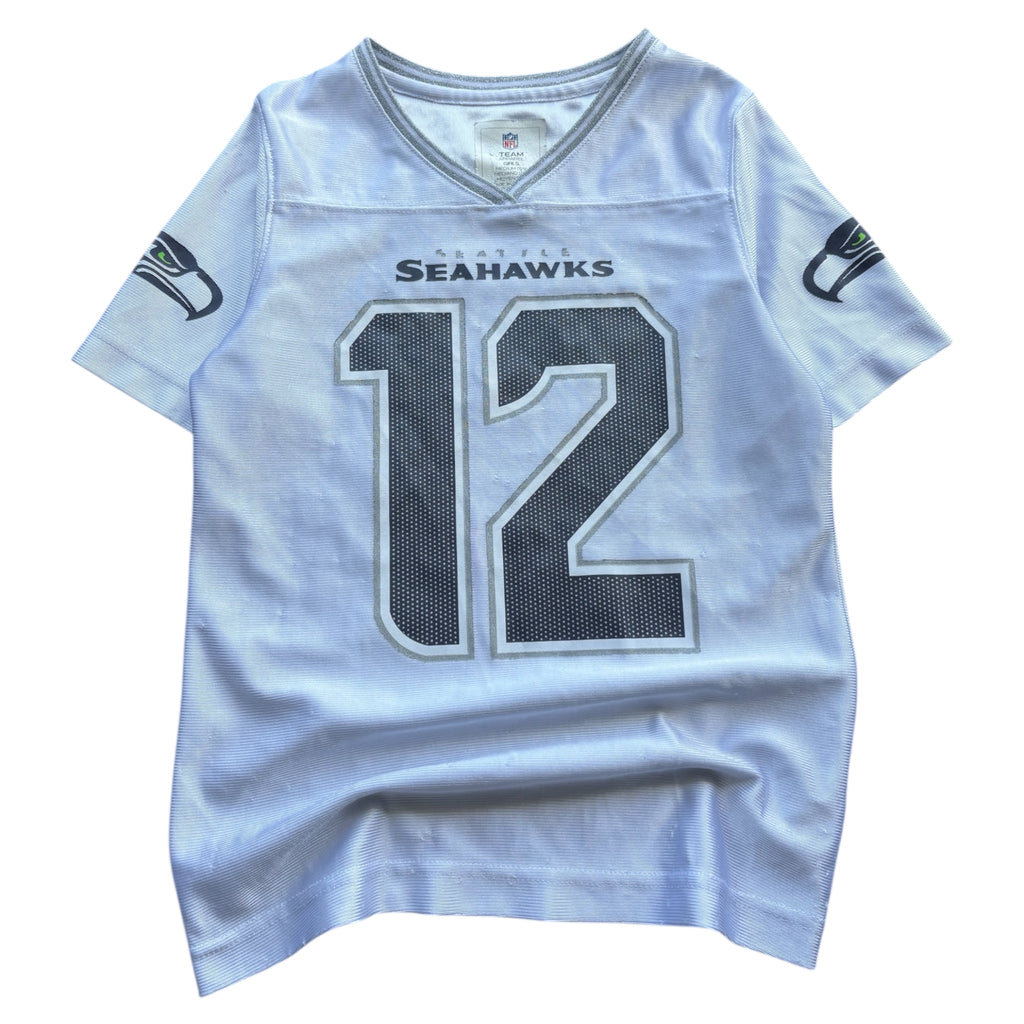 Girls White Seahawks NFL Jersey (7/8)