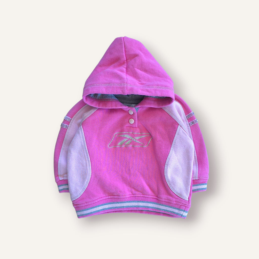 Vintage Reebok Pink and Silver Pullover Hoodie (18M)