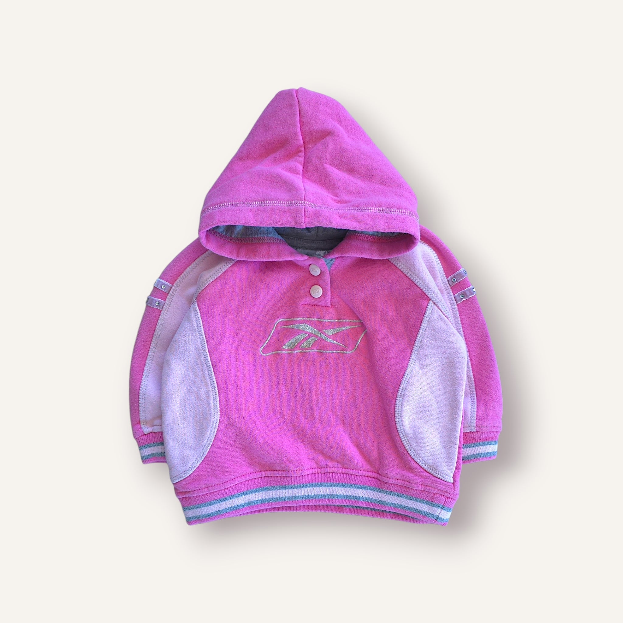 Vintage Reebok Pink and Silver Pullover Hoodie (18M)