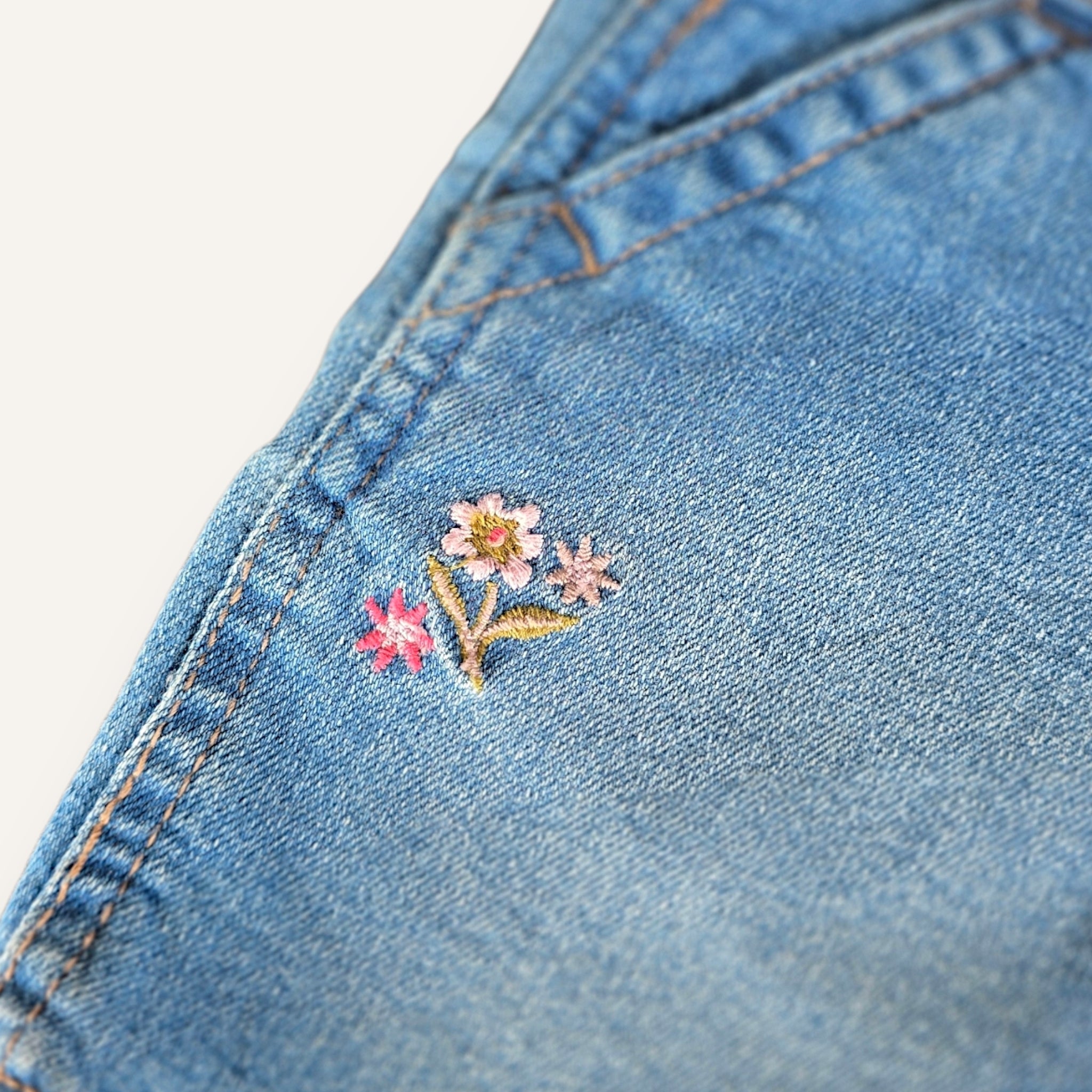 Oshkosh Flower Embroided Denim Shortalls (2T)