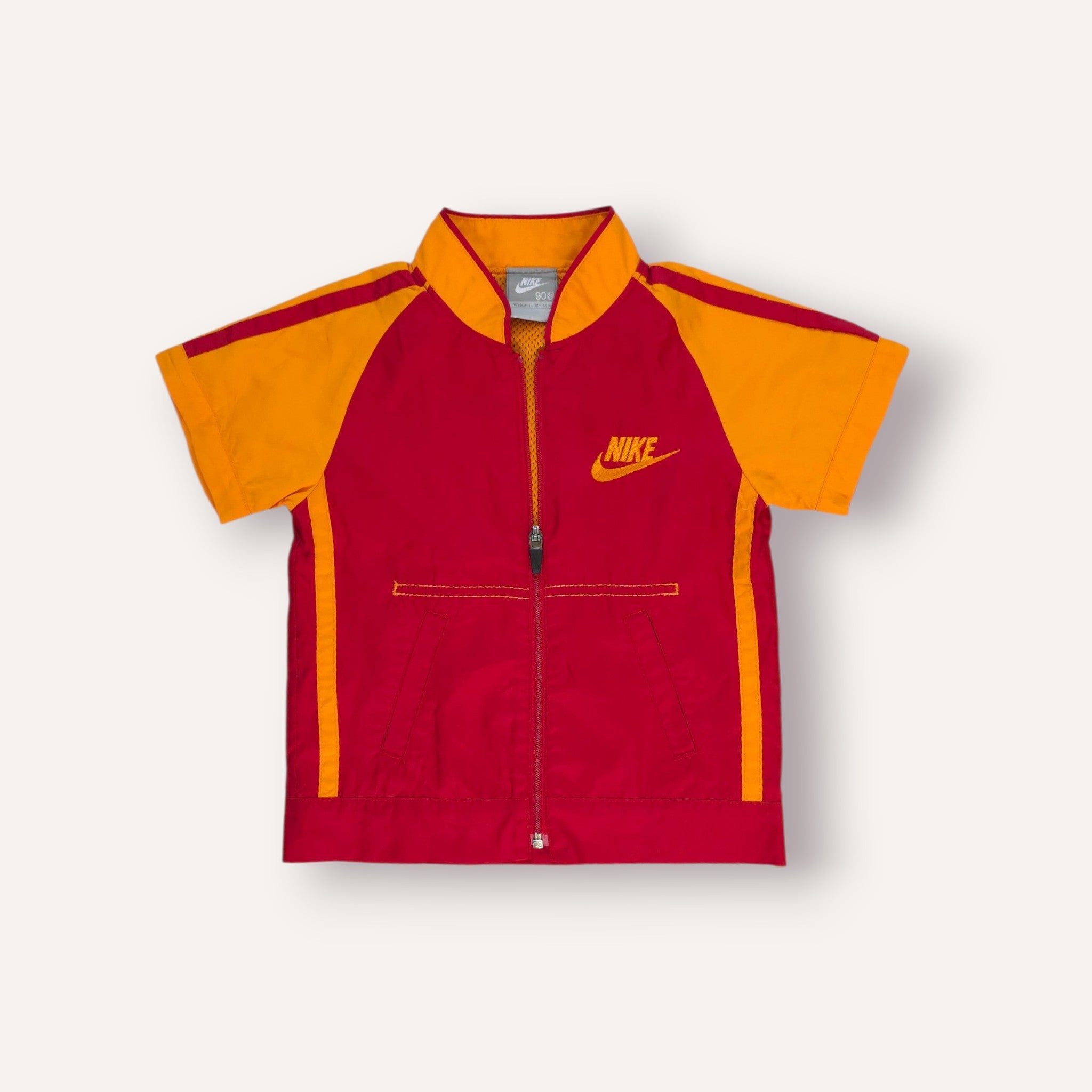 Y2K Red and Orange Short Sleeved Nike Windbreaker (2T)