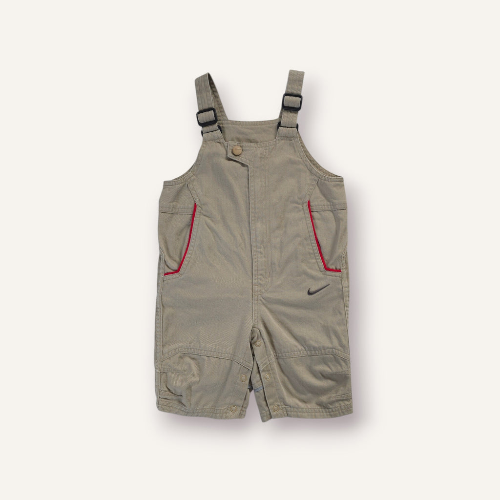 Y2K Beige and Red Nike Overalls (2T)