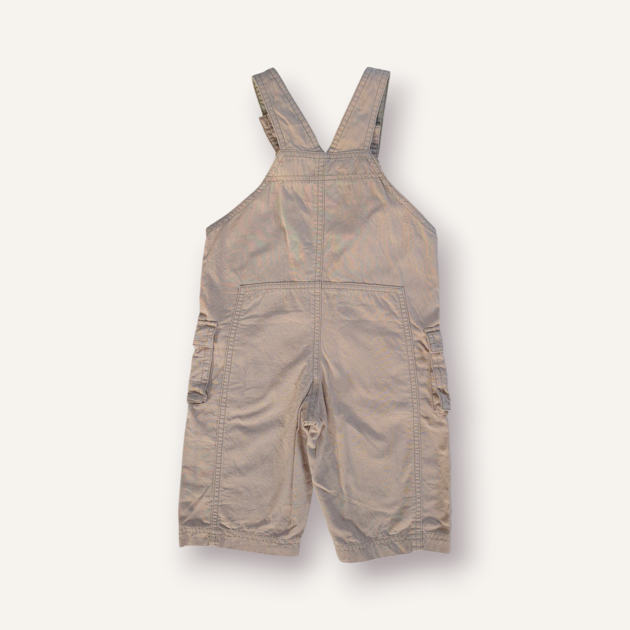 Y2K Nike Cream Overalls w Chocolate Brown Detailing (2T)