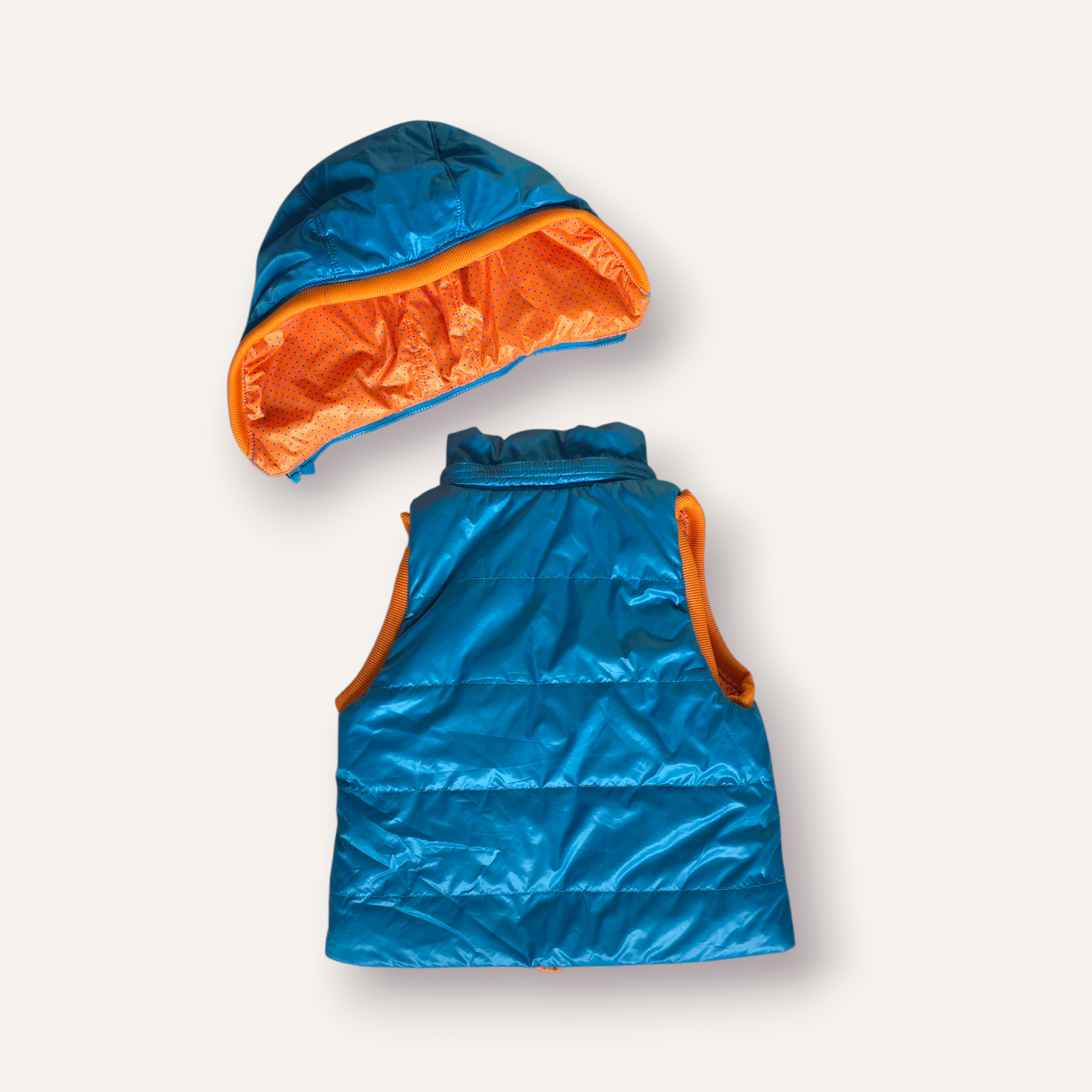 Y2K Nike Blue and Orange Reversible Polka Dot Vest (3T)
