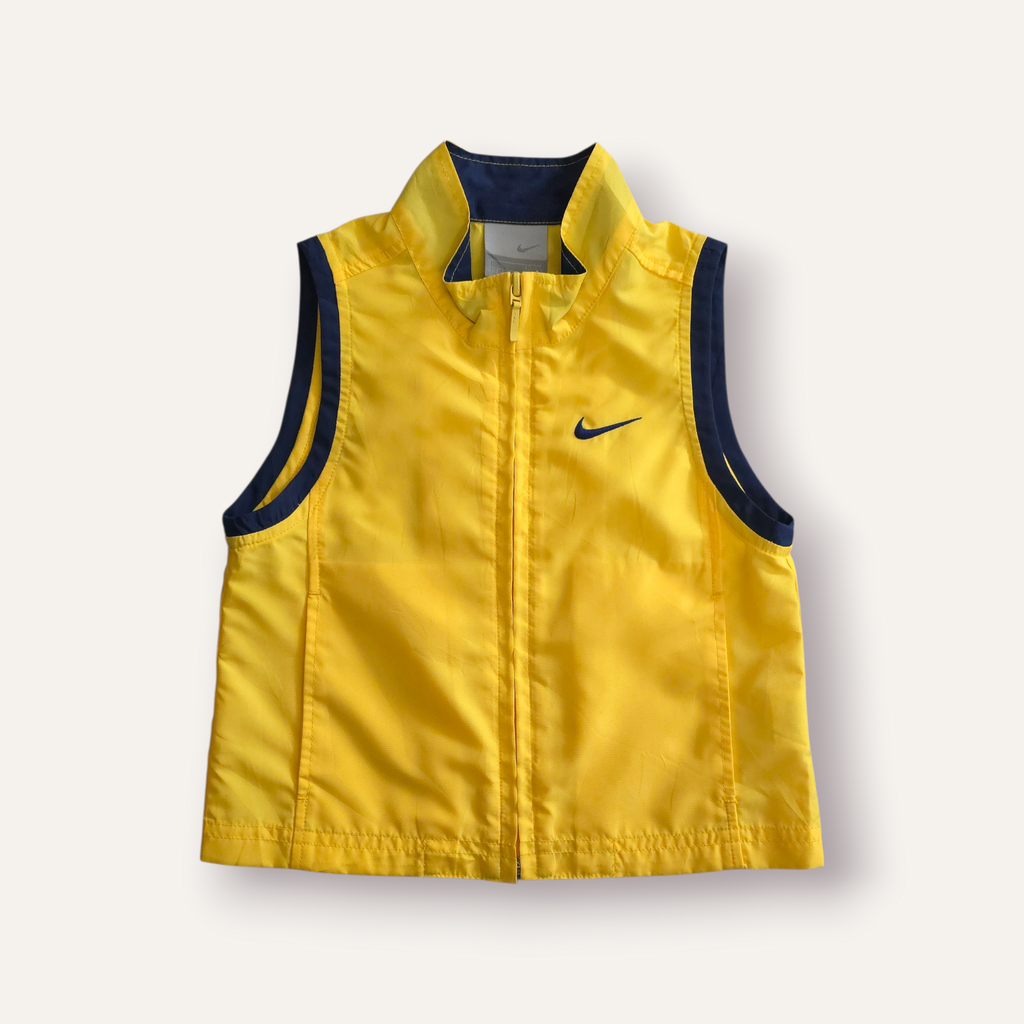 Y2K Nike Yellow and Navy Windbreaker Vest (1-2)