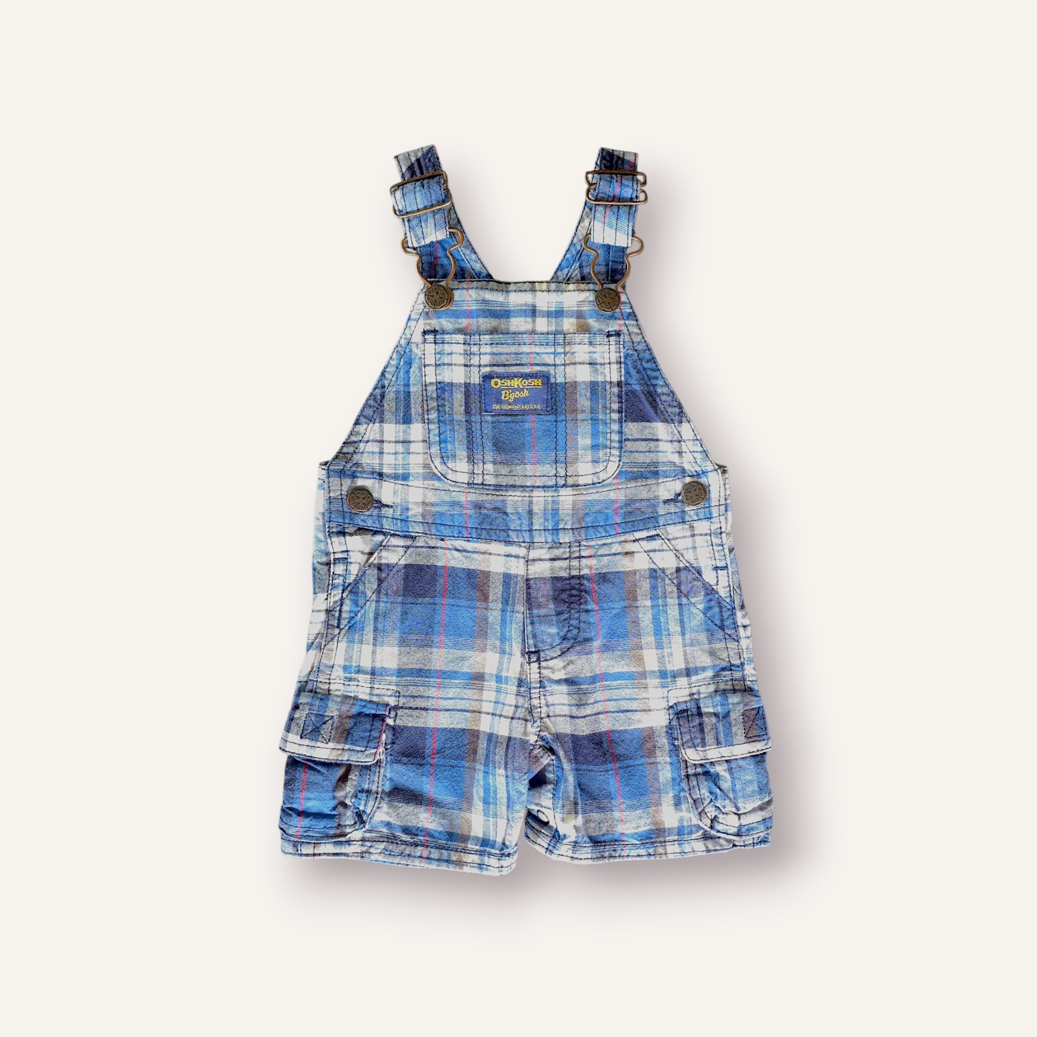 Oshkosh Multi-Coloured Plaid Shortalls (6M)
