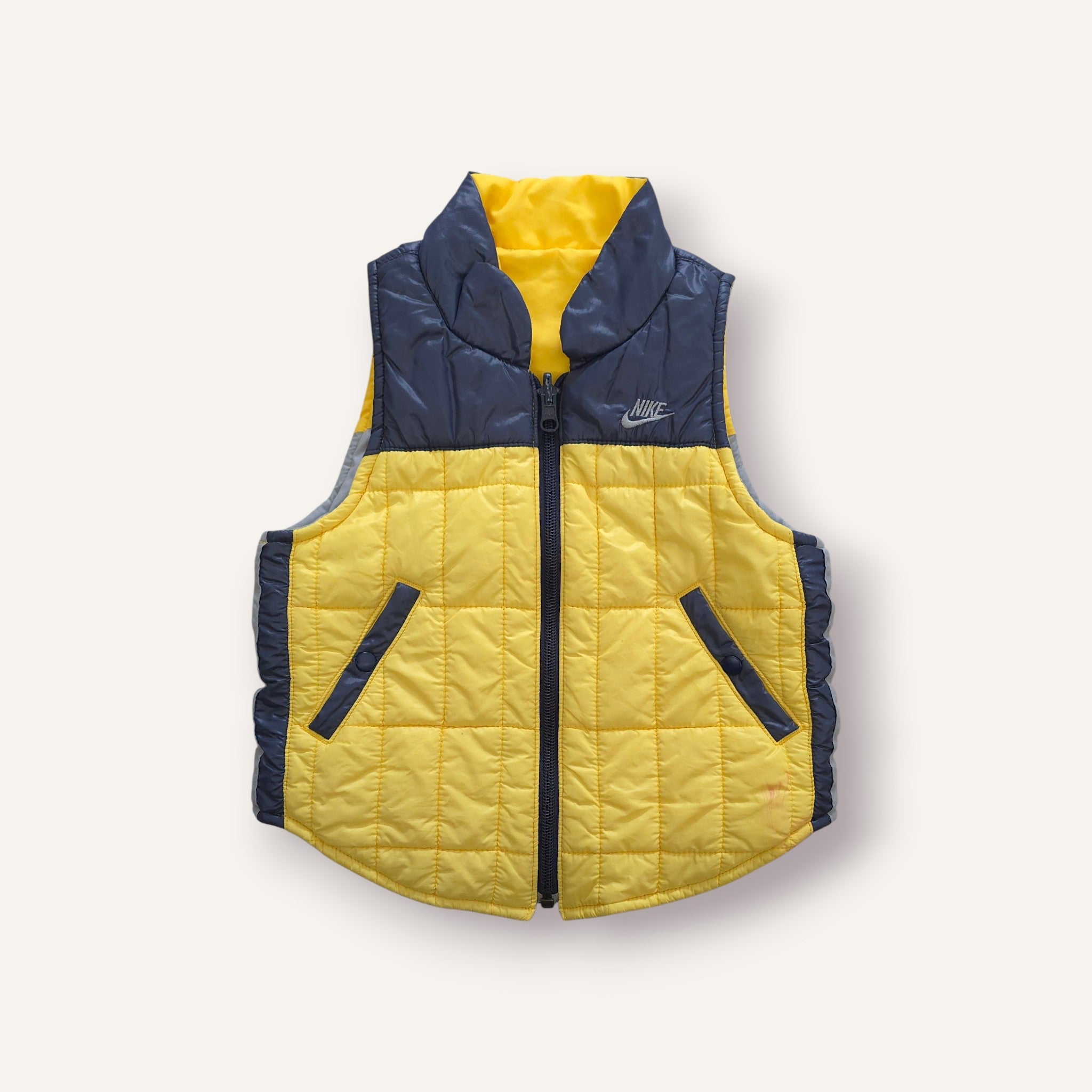 Y2K Nike Grey, Yellow and Navy Reversible Vest (3T)