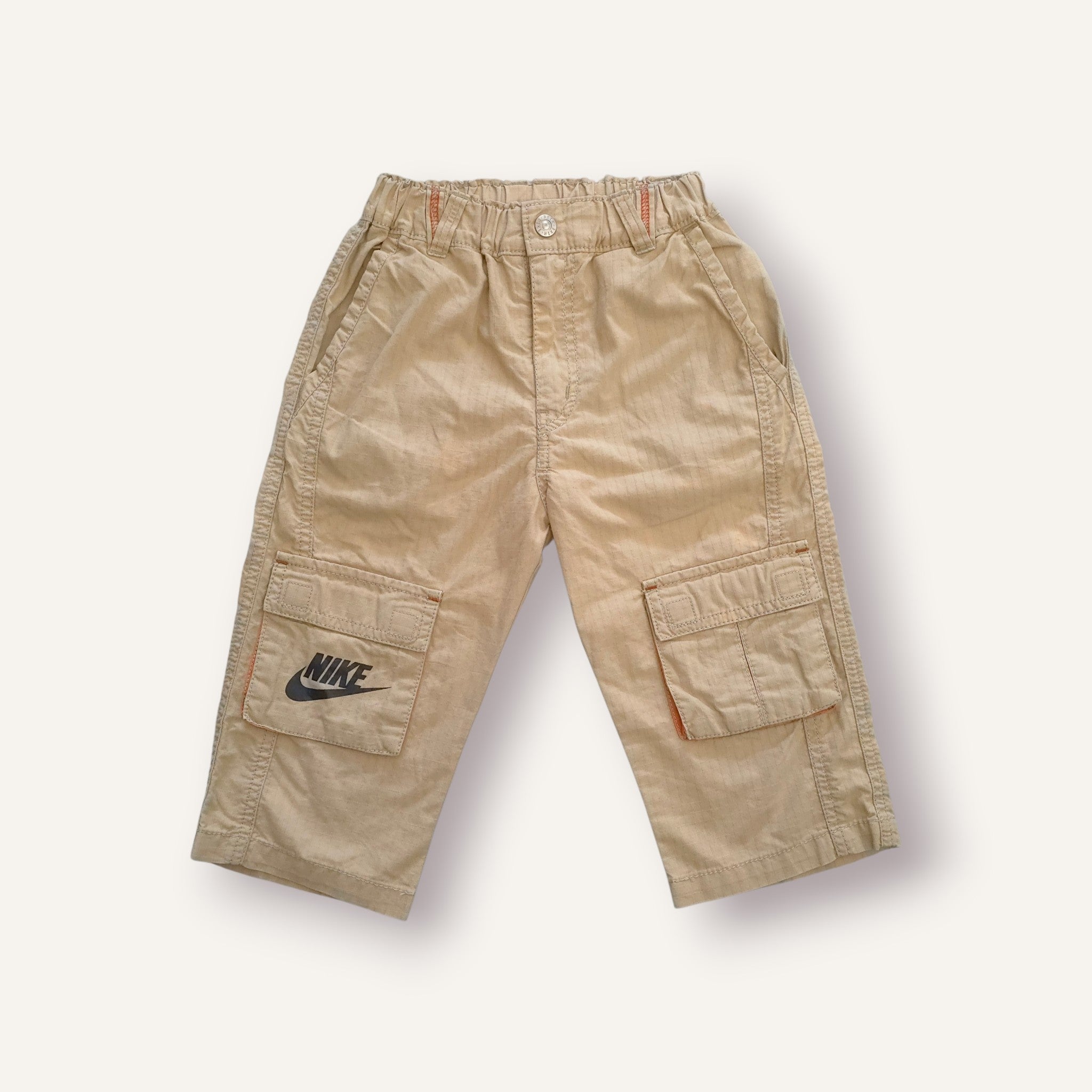 Y2K Nike Sand Cargo Pants with Terracotta Details (4T)