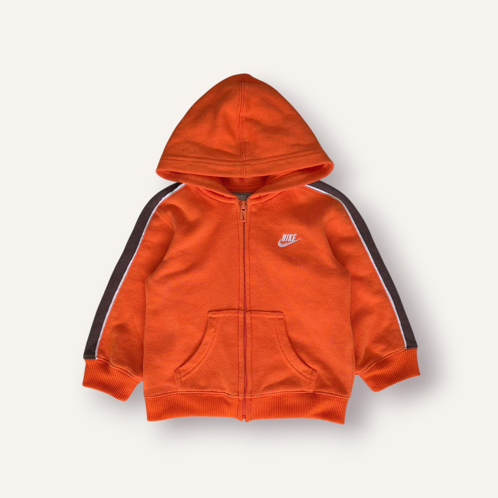 Y2K Nike Orange and Brown Zip Up Hoodie (2T)
