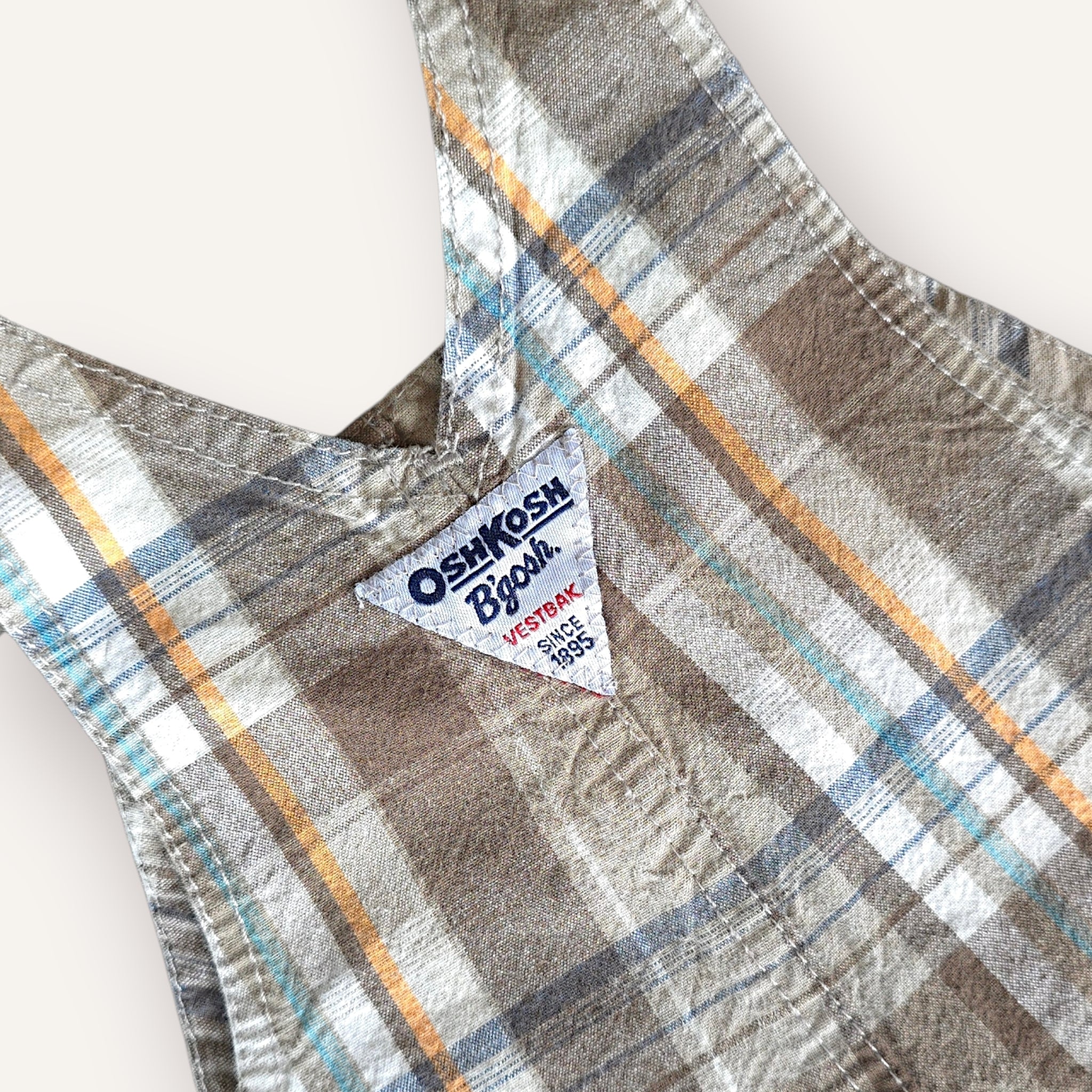 Oshkosh Brown Plaid Shortalls (12M)