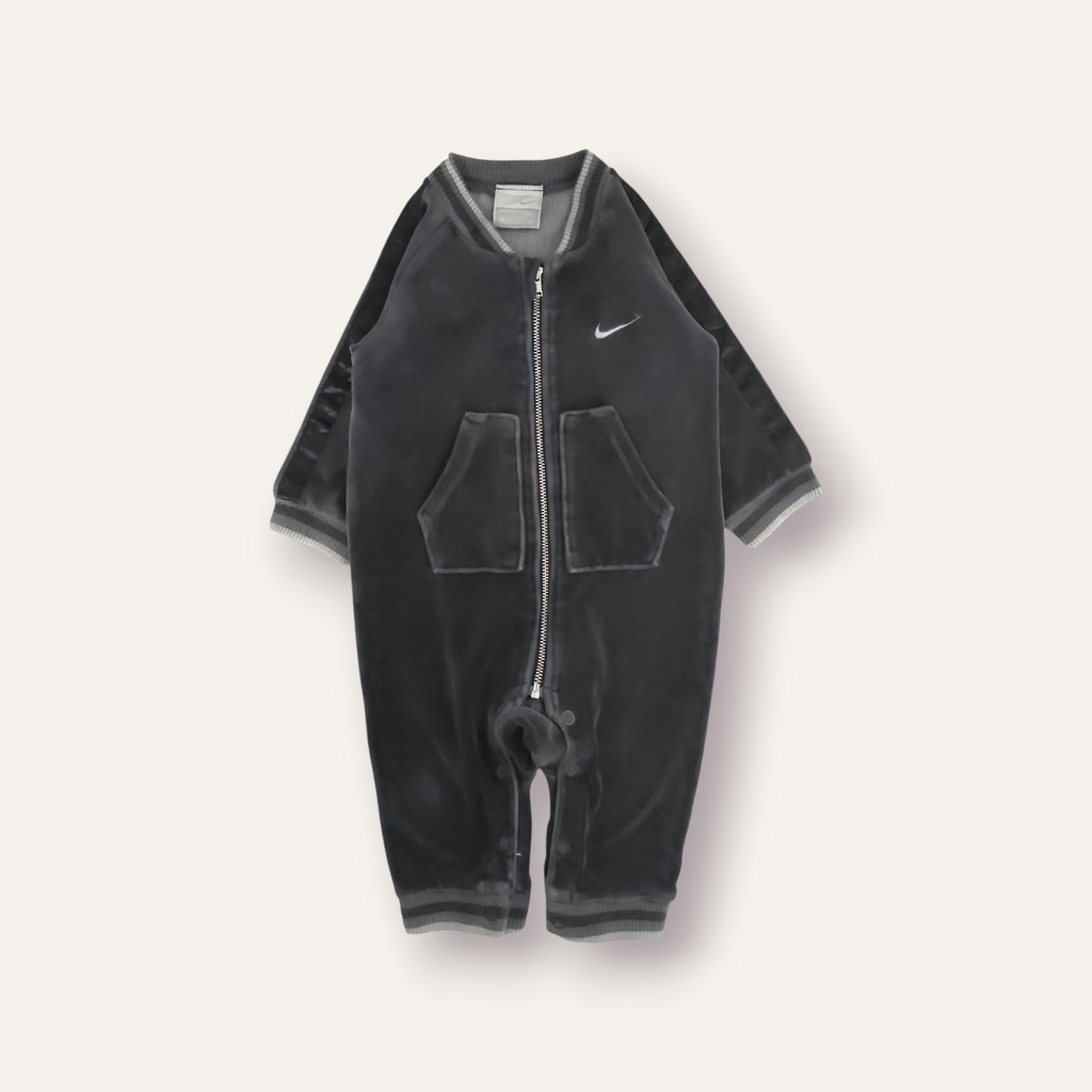 Y2K Nike Black & Grey Velour Romper (6/12M)