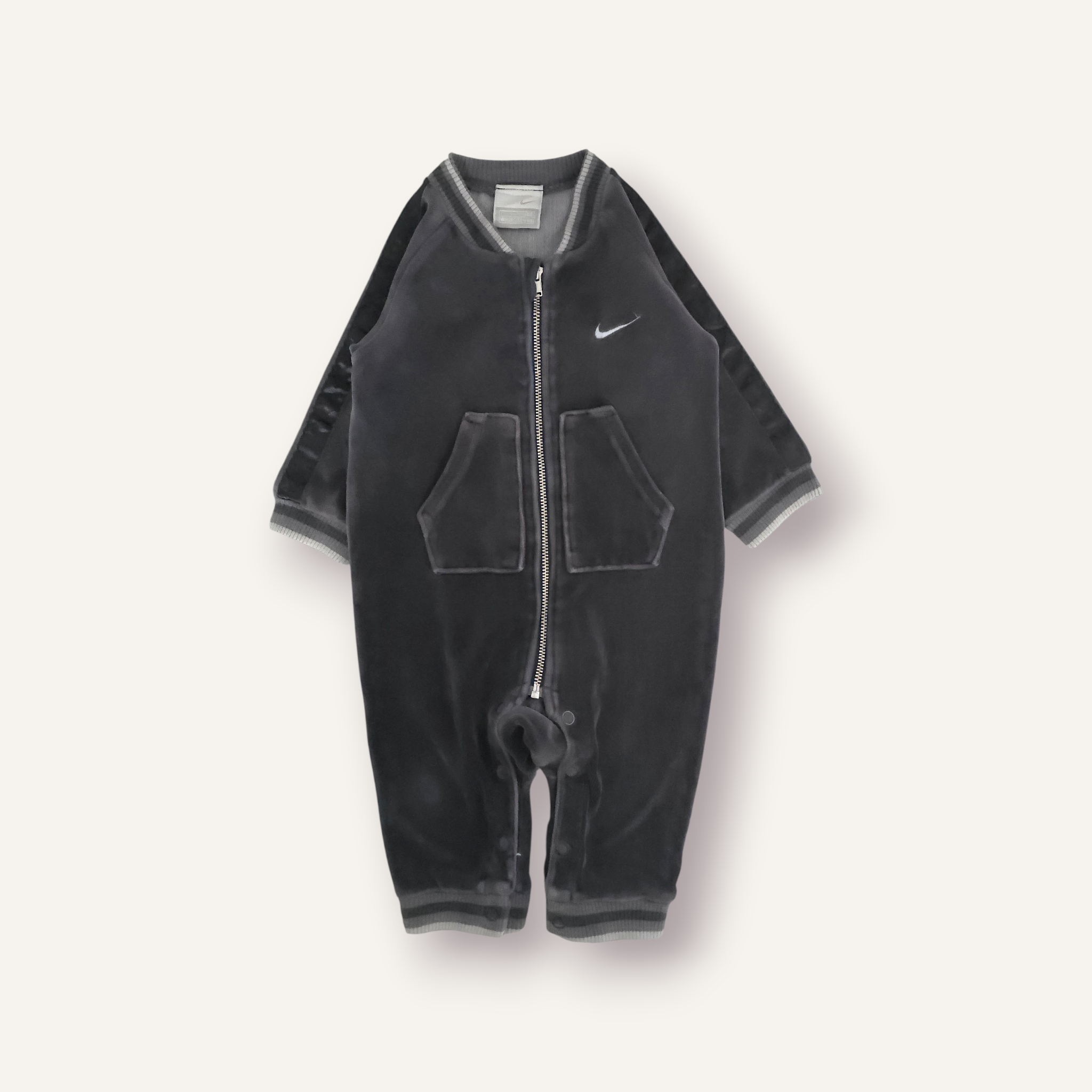 Y2K Nike Black & Grey Velour Romper (6/12M)