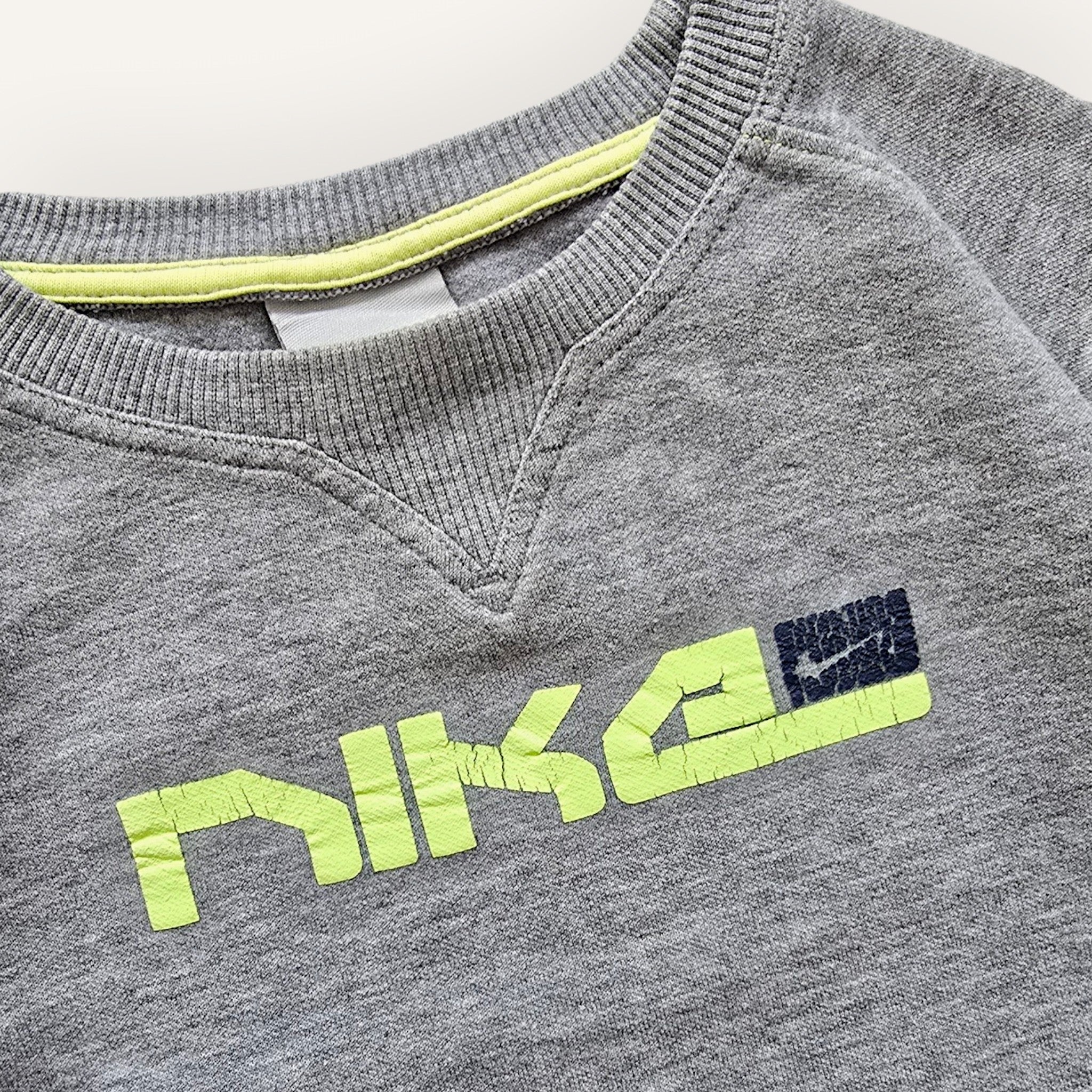 Y2K Nike Grey and Neon Green Crewneck (18/24M)