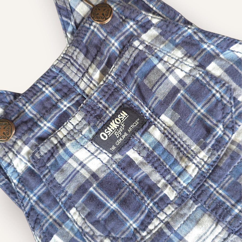 Oshkosh Multi-Blue Plaid Shortalls (2T)