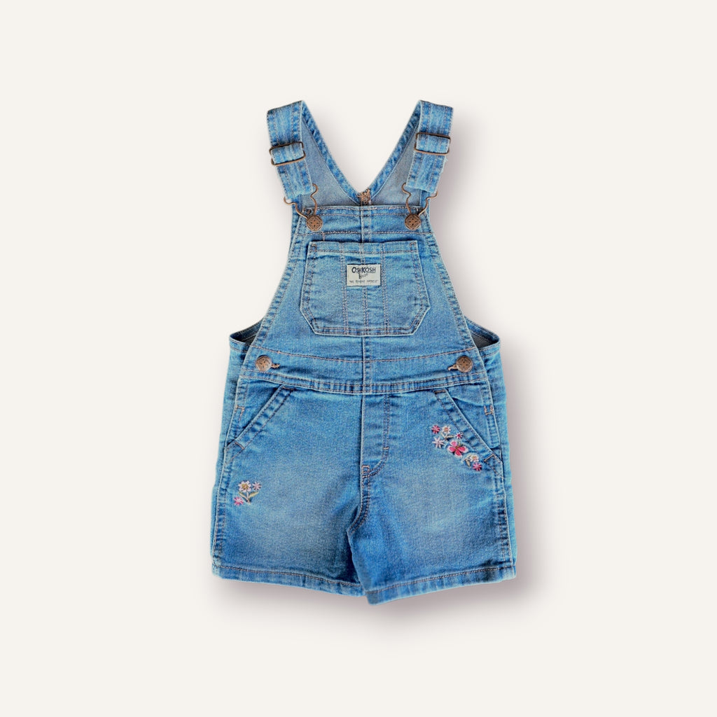 Oshkosh Flower Embroided Denim Shortalls (2T)