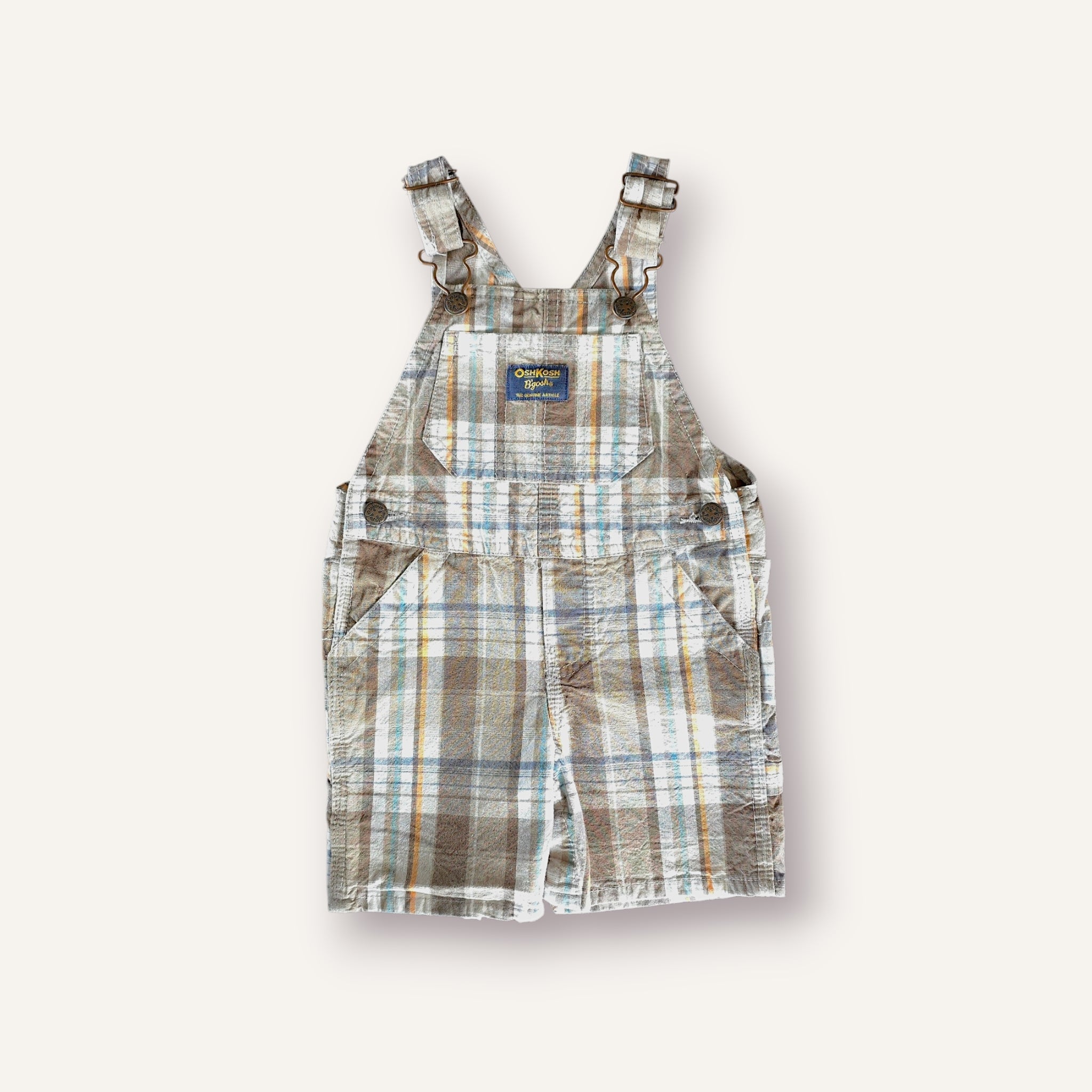Oshkosh Brown Plaid Shortalls (12M)