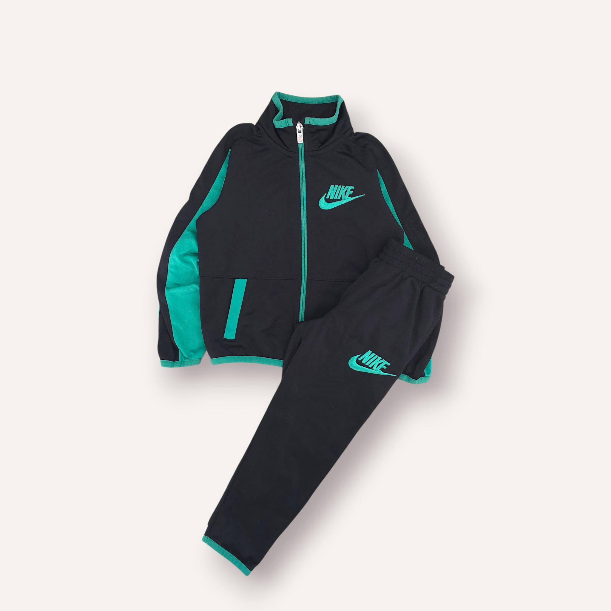 Black & Green Nike Tracksuit Set (2T)