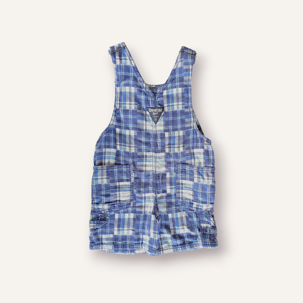 Oshkosh Multi-Blue Plaid Shortalls (2T)