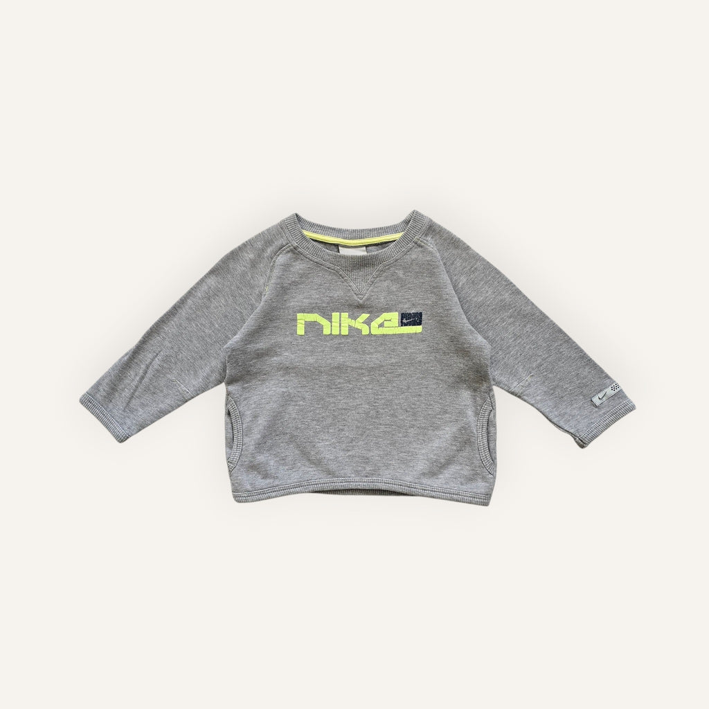 Y2K Nike Grey and Neon Green Crewneck (18/24M)