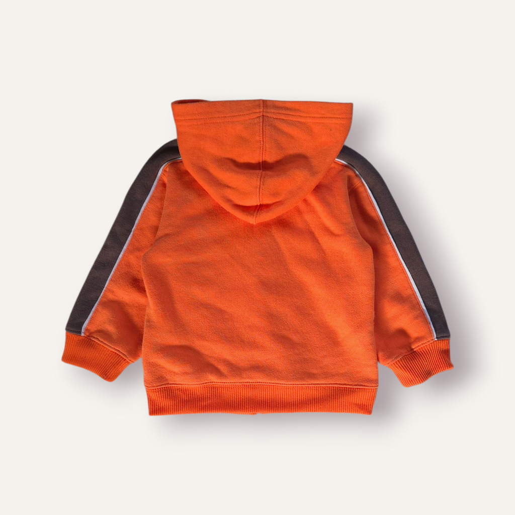 Y2K Nike Orange and Brown Zip Up Hoodie (2T)