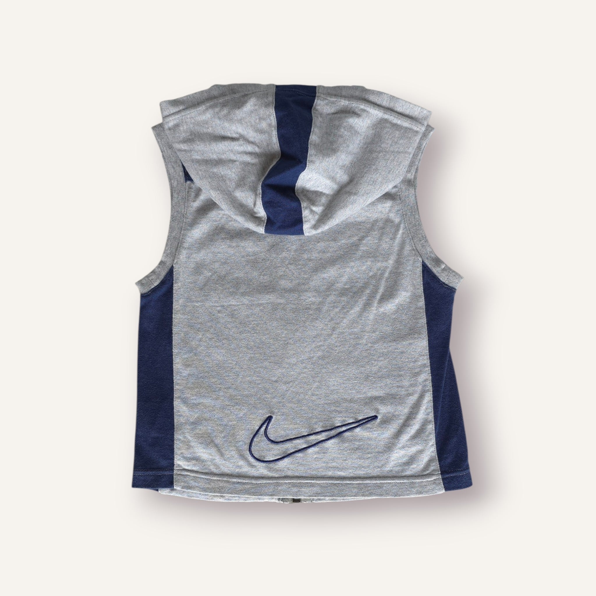 Y2K Grey and Navy Hooded Nike Vest (4T)