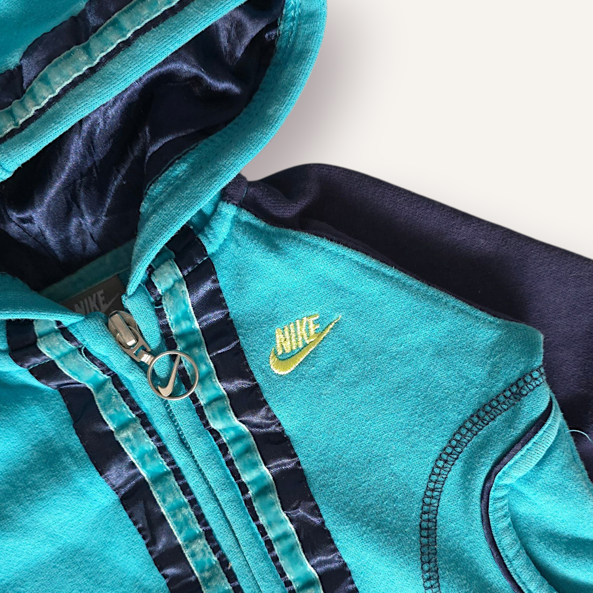 Y2K Nike Turquoise and Navy Zip Hoodie (6/12M)