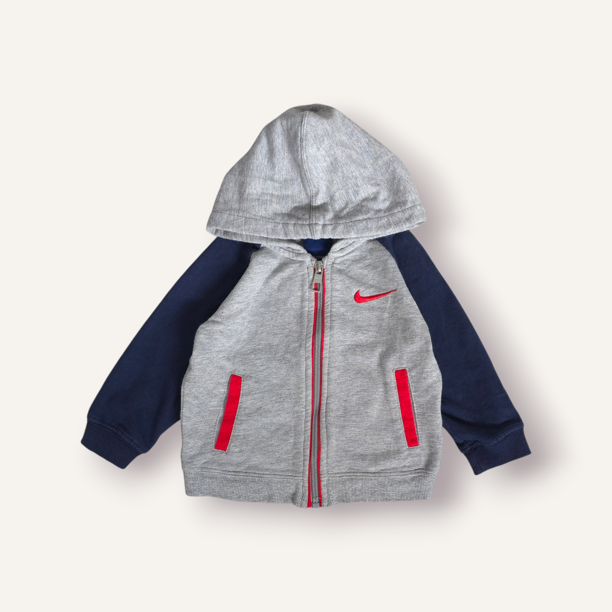 Nike Grey, Navy & Red Hoodie 6/12M)