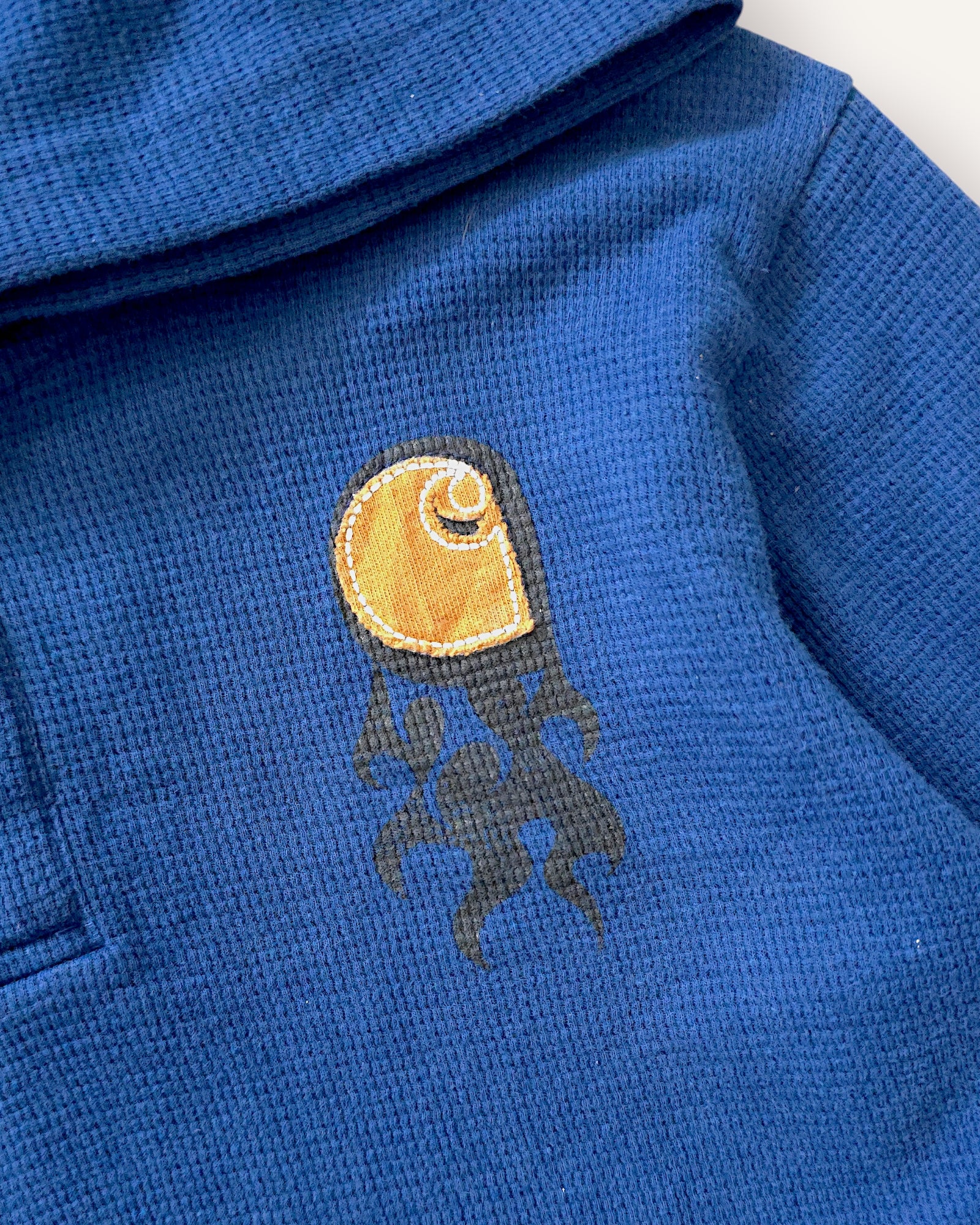 Carhartt Navy Y2K Style Waffle Hoodie (5)