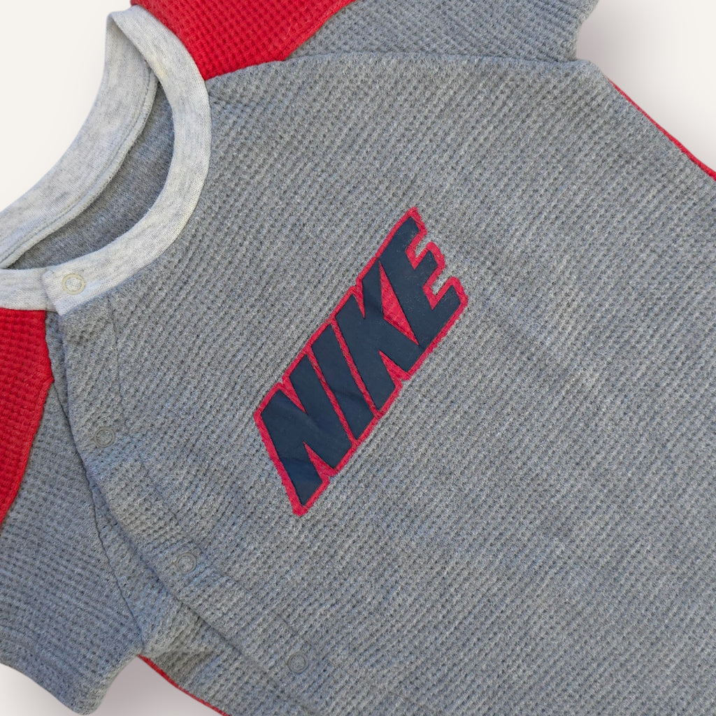 Y2K Grey and Red Nike Romper (1-2T)