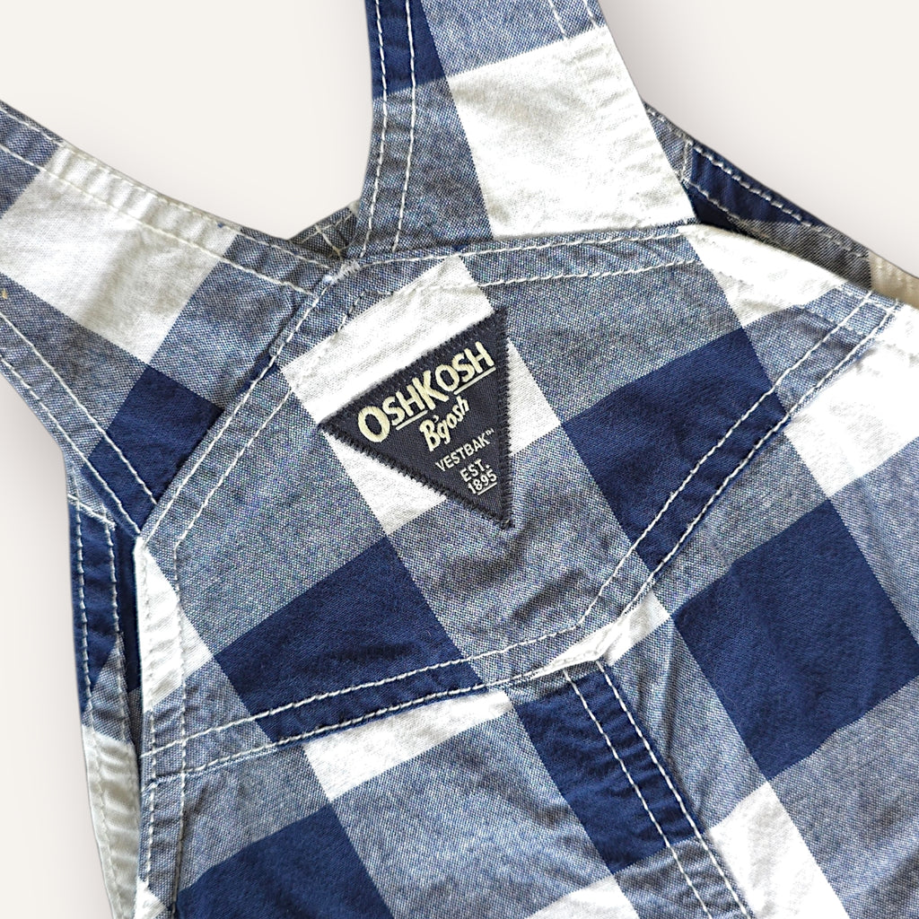 Oshkosh Navy and White Plaid Shortalls (6/12M)