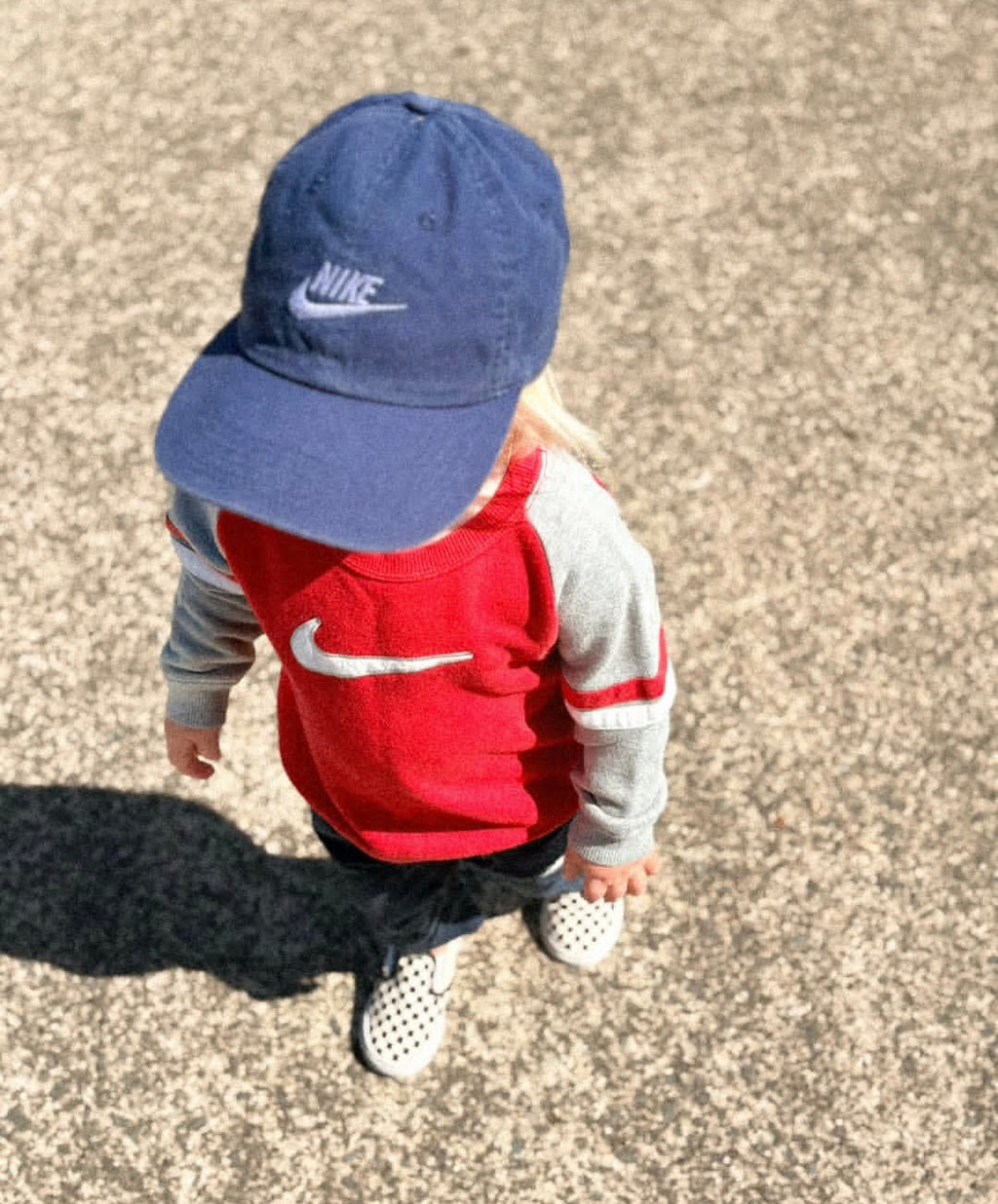 Y2K Nike Red, Grey and White Embroidered "Tick" Crewneck (3T)