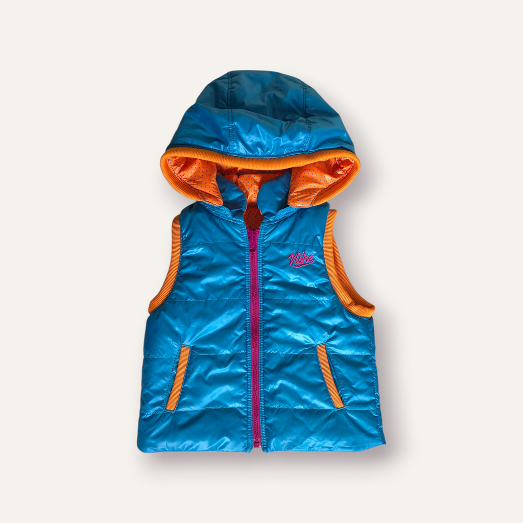Y2K Nike Blue and Orange Reversible Polka Dot Vest (3T)