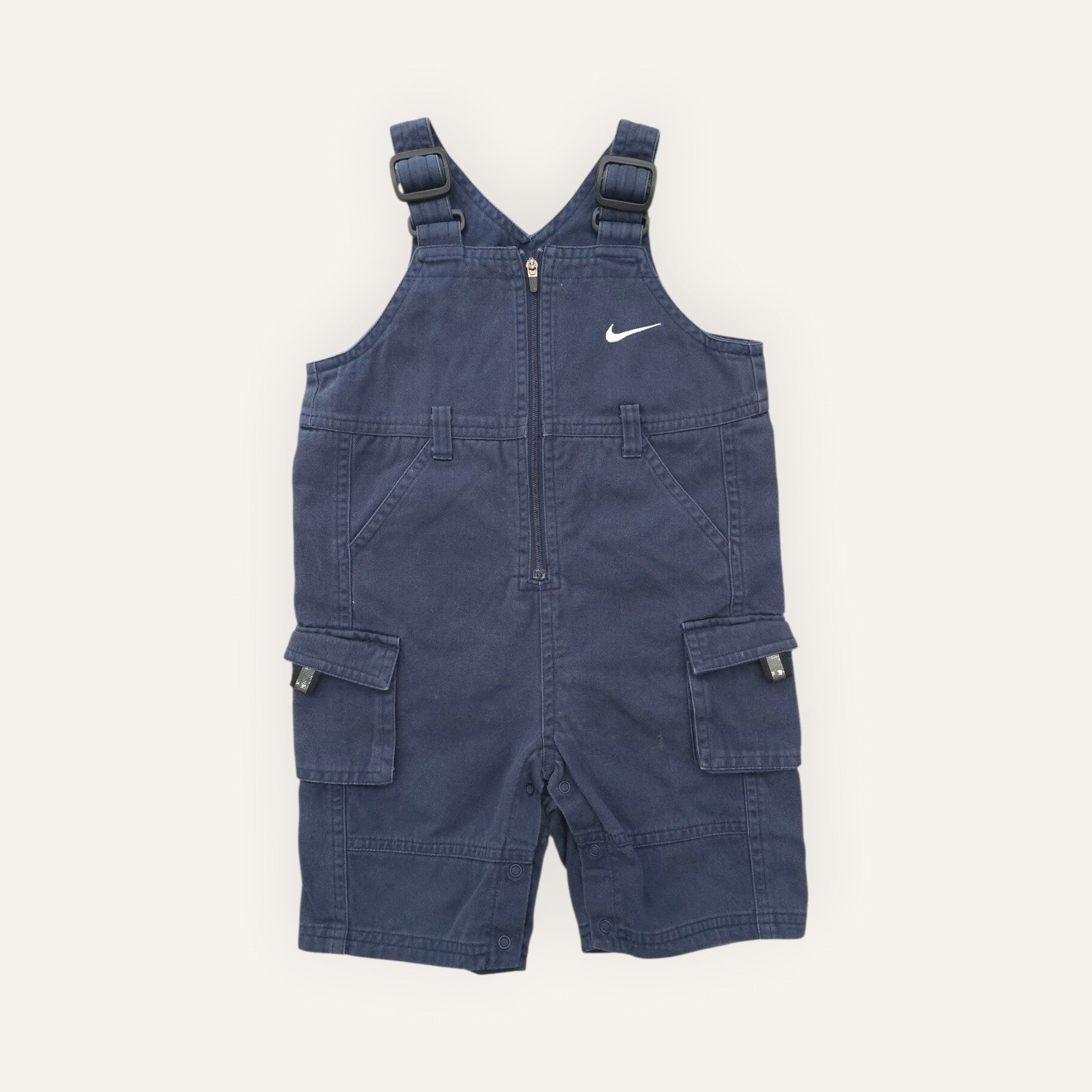 Y2K Nike Navy Classic Mid-Length Cargo Overalls (1-2T)