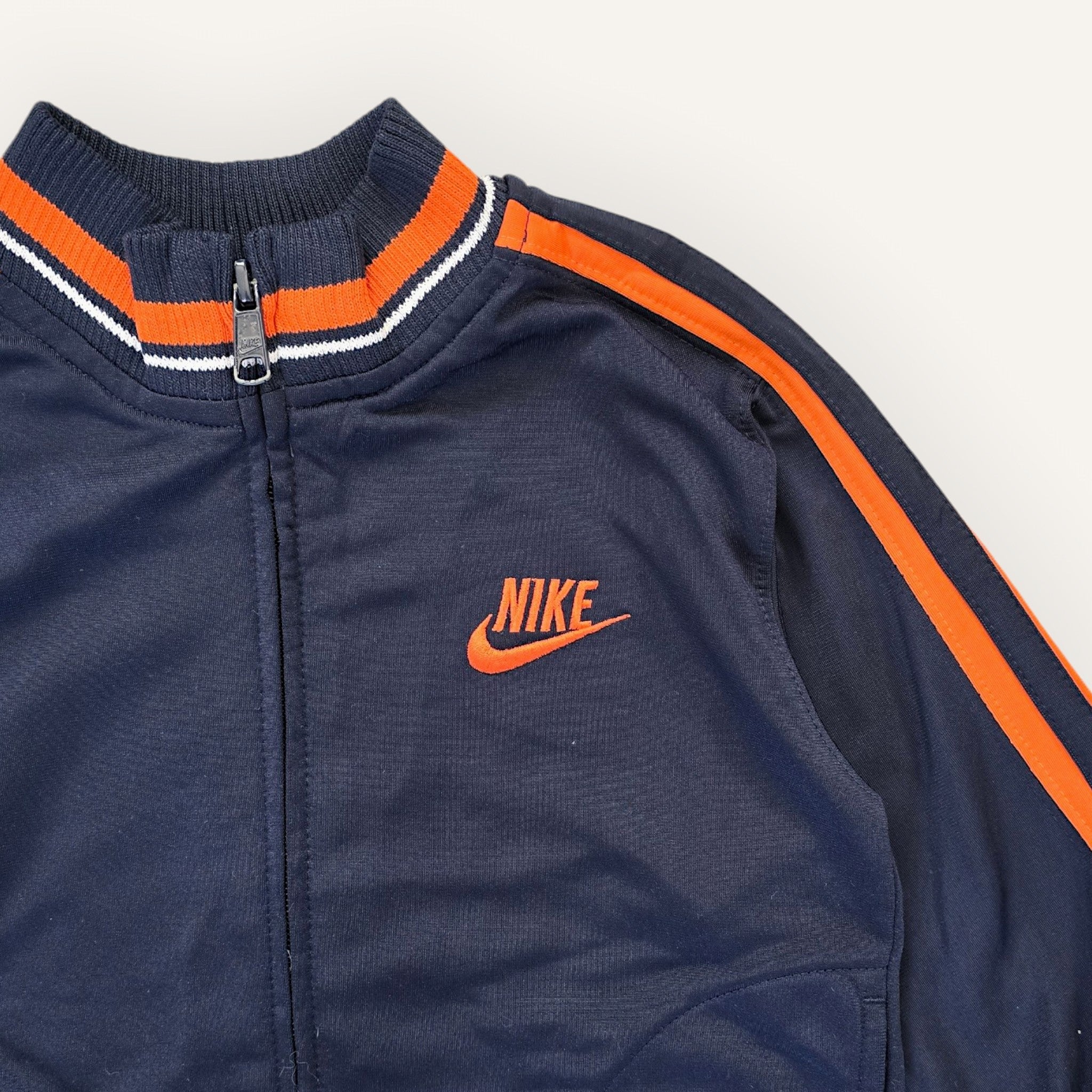 Y2K Nike Navy and Orange Track Jacket (3T)
