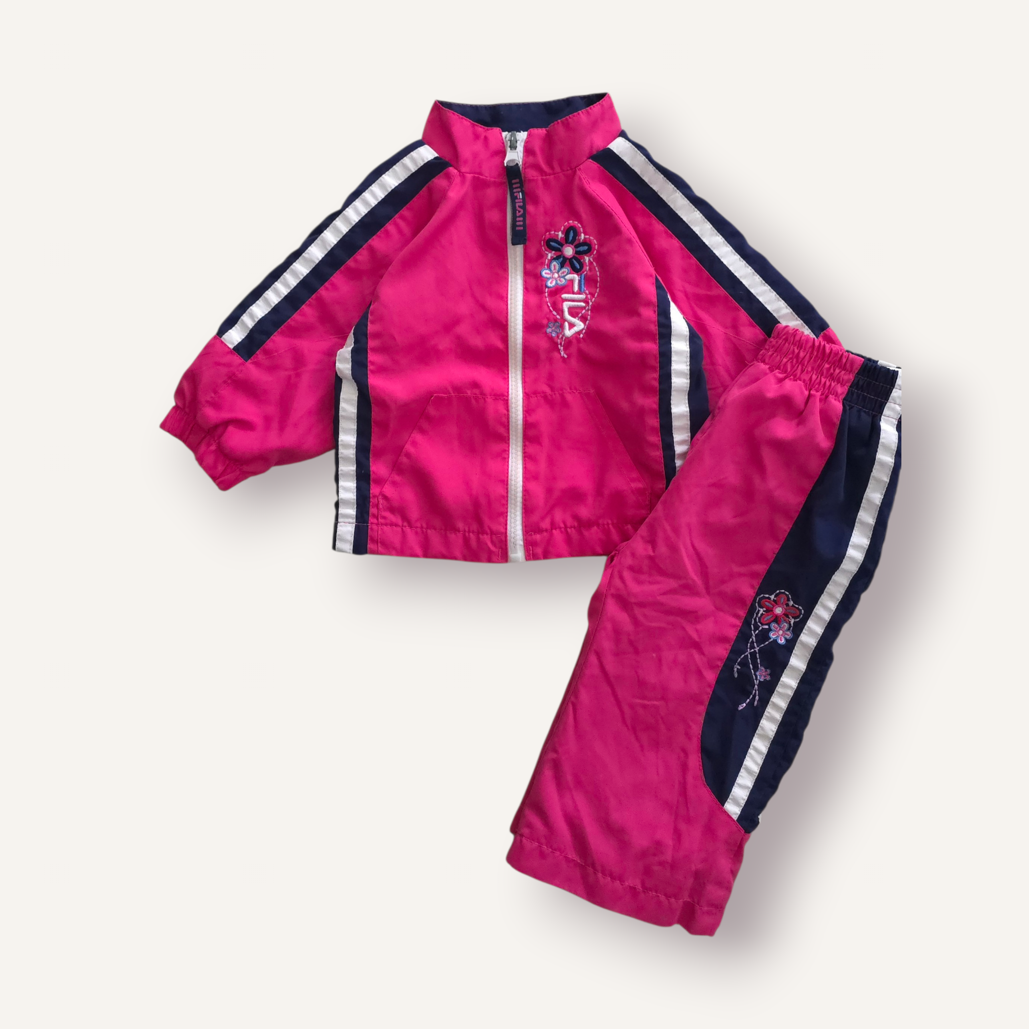 Vintage Magenta Fila Flower Set (6/12M)