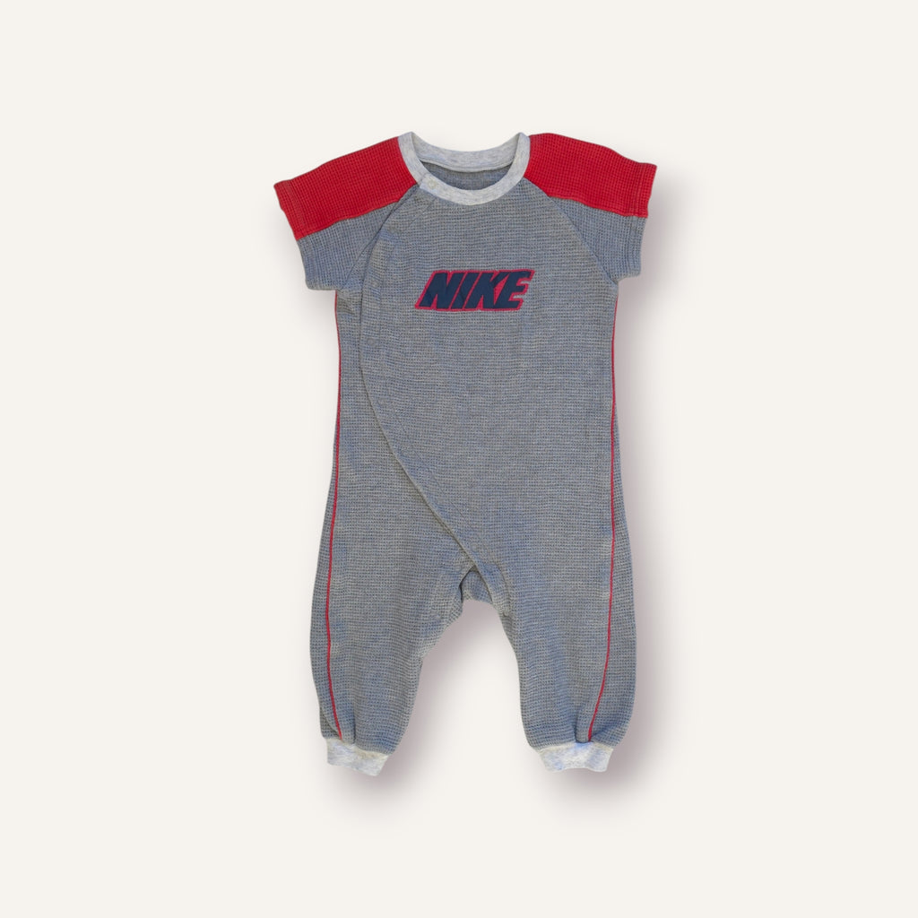 Y2K Grey and Red Nike Romper (1-2T)