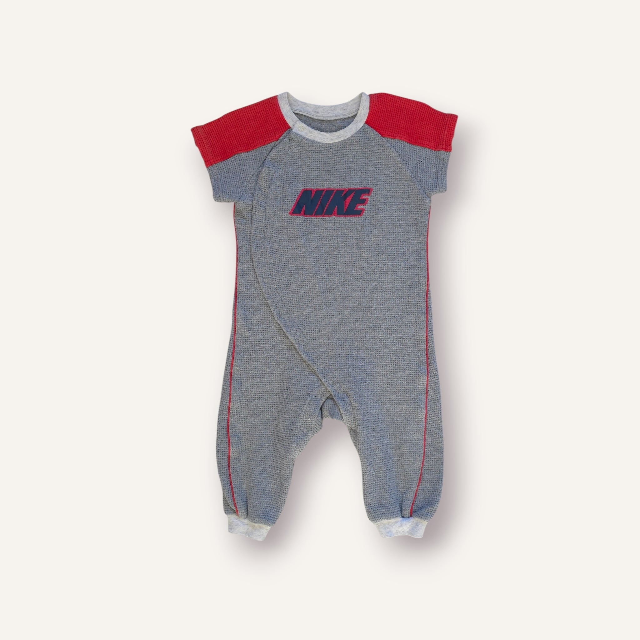 Y2K Grey and Red Nike Romper (1-2T)