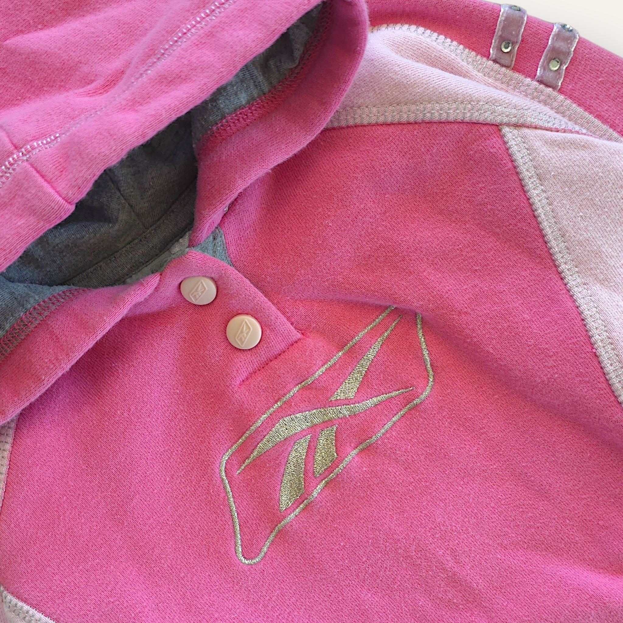 Vintage Reebok Pink and Silver Pullover Hoodie (18M)