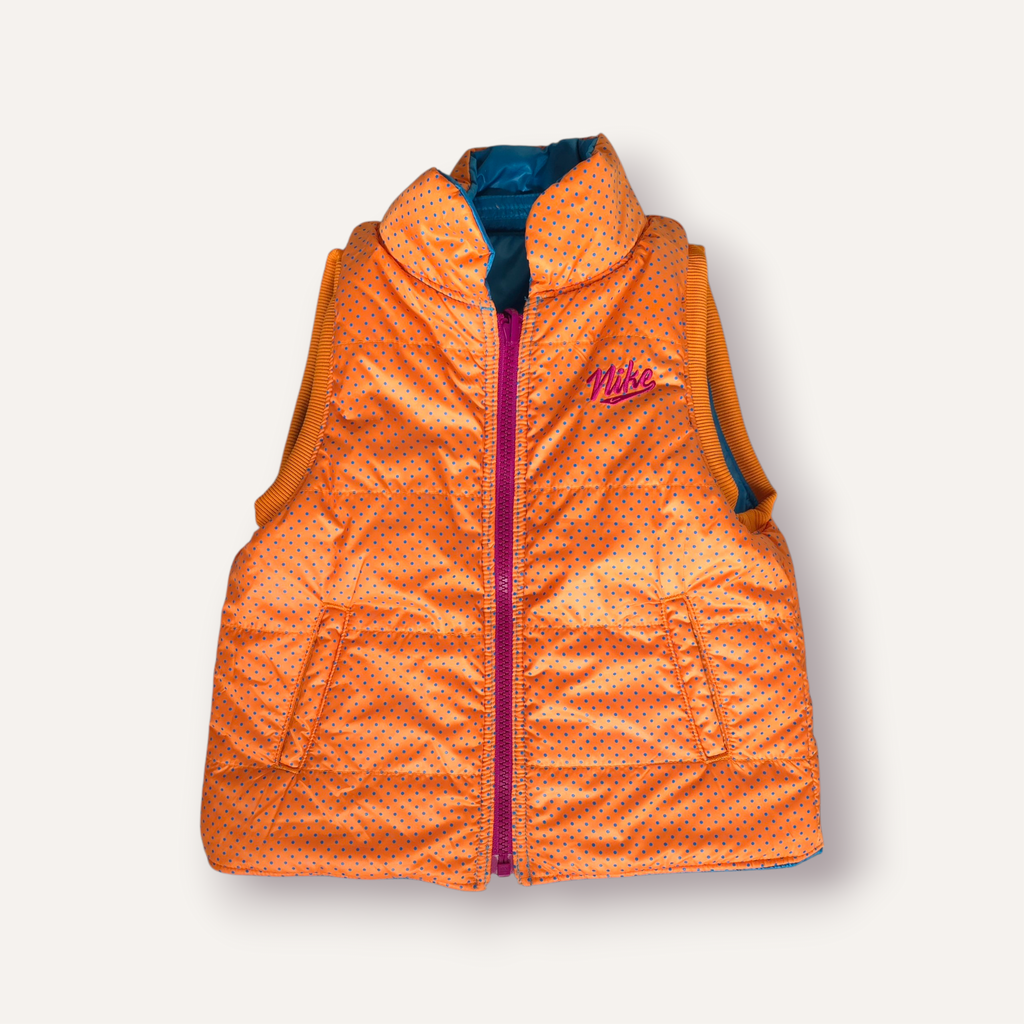 Y2K Nike Blue and Orange Reversible Polka Dot Vest (3T)