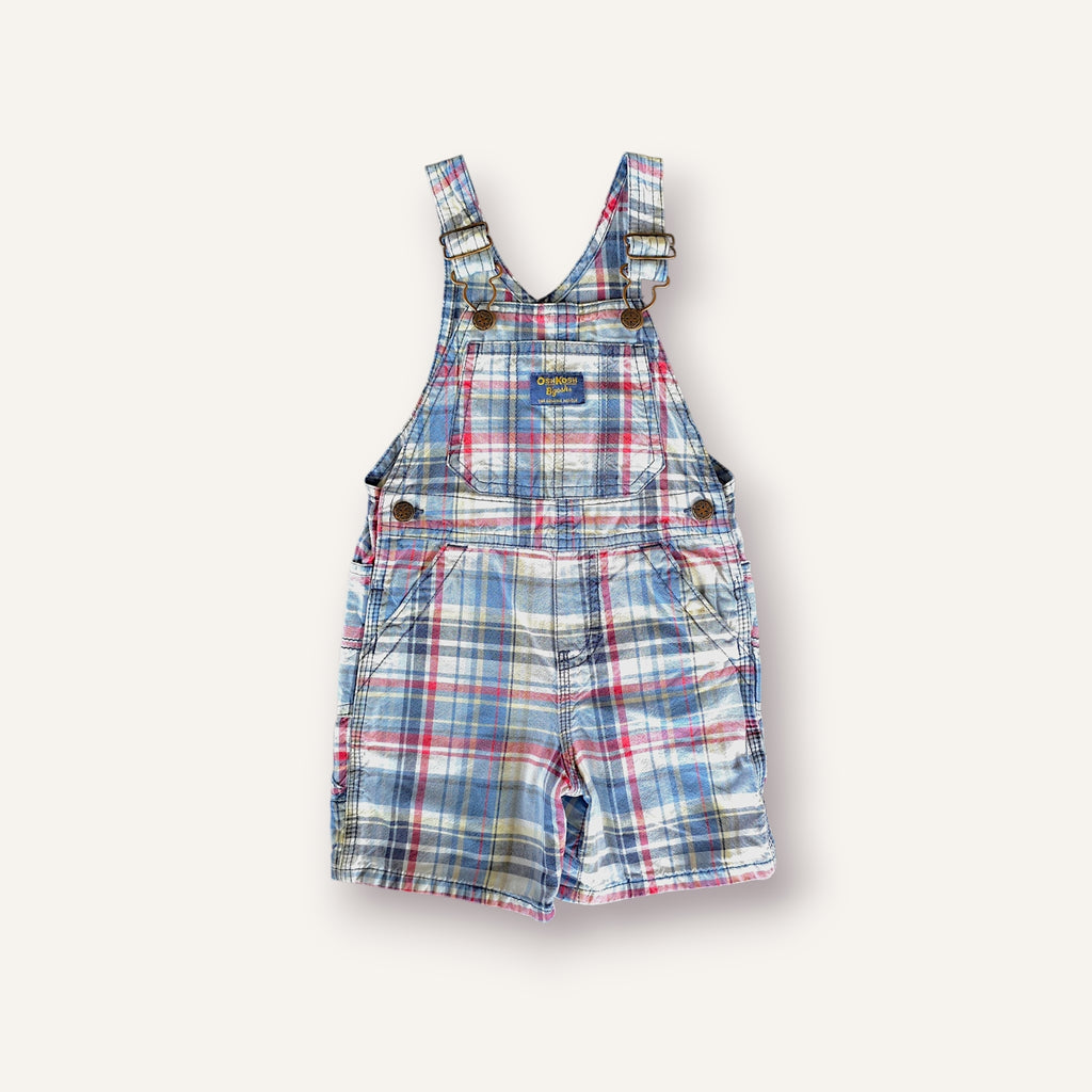 Oshkosh Blue Plaid Shortalls w Red Stripe (18M)