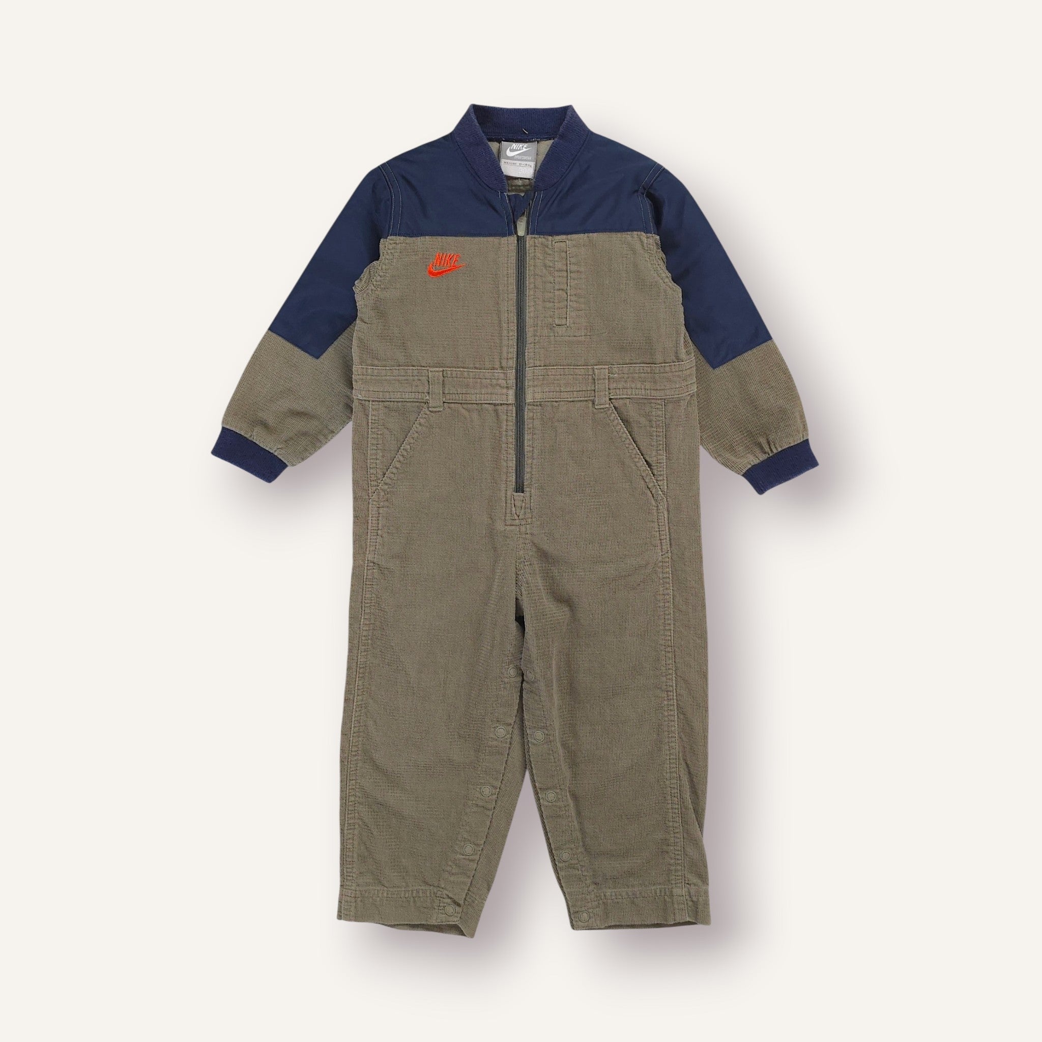 Y2K Nike Khaki Green w Bright Orange Detailing Boilersuit (2T)
