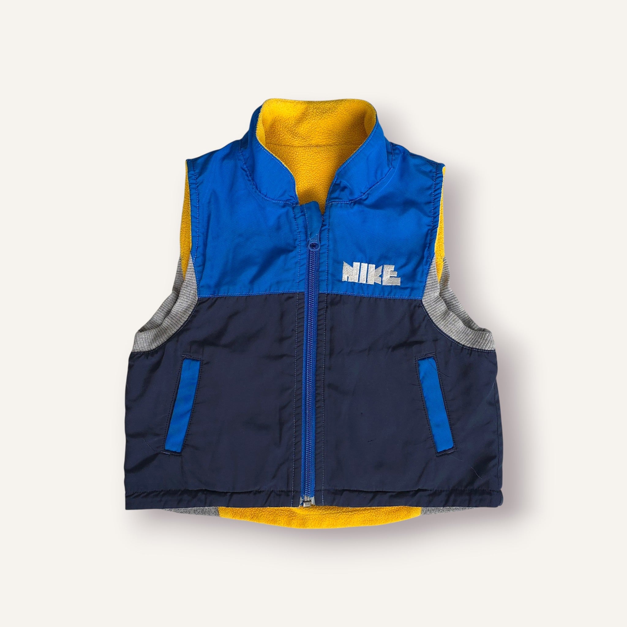 Y2K Nike Navy, Blue, Yellow and Grey Reversible Vest (2T)