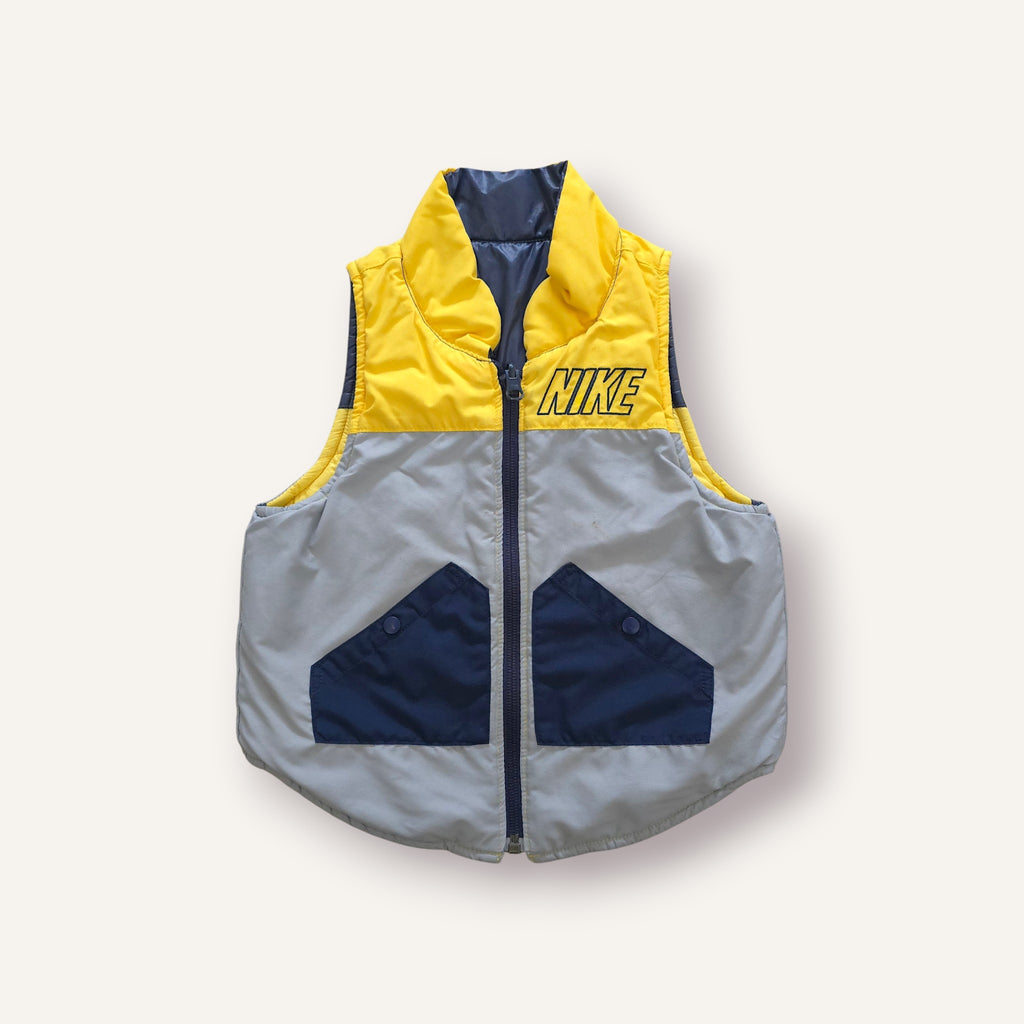 Y2K Nike Grey, Yellow and Navy Reversible Vest (3T)