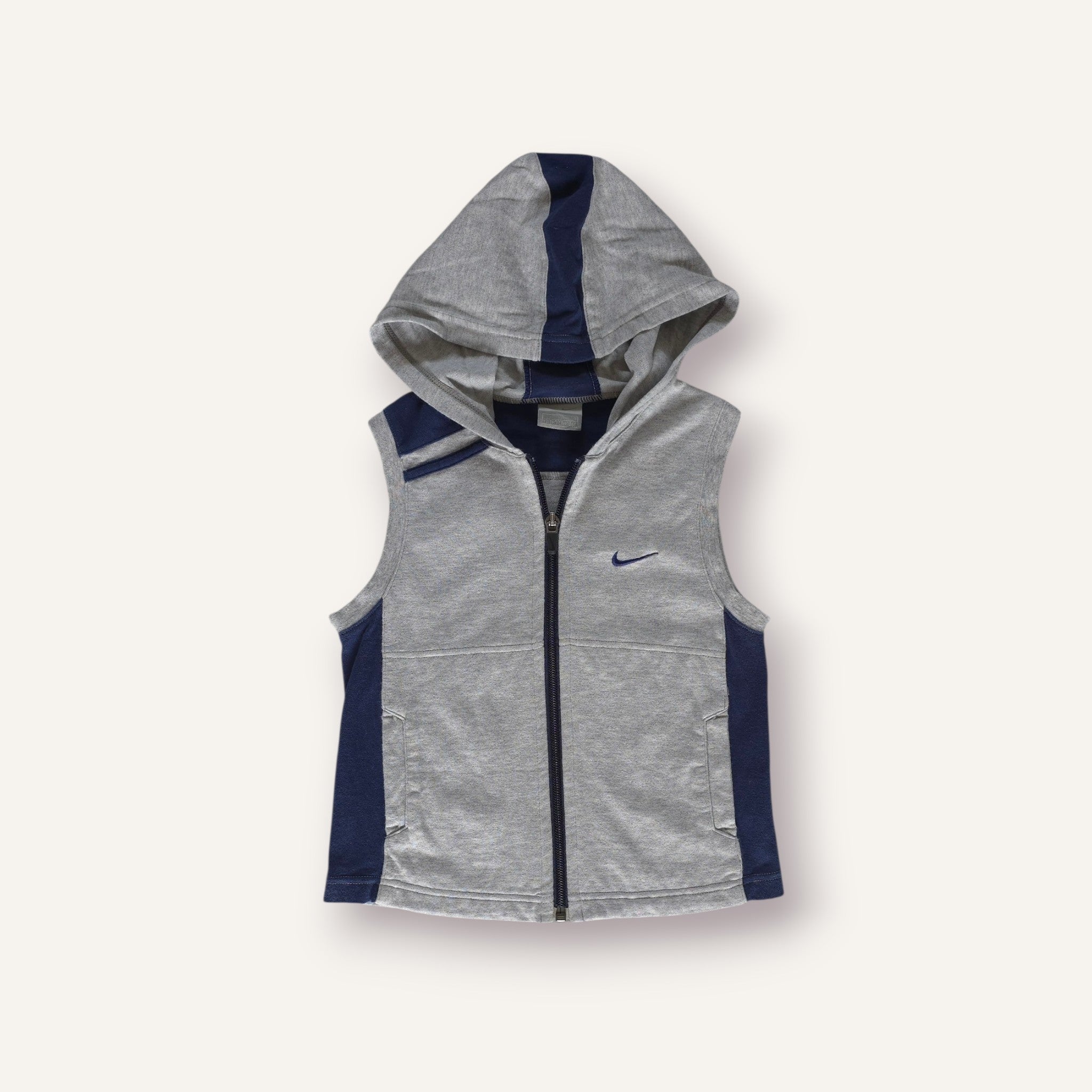 Y2K Grey and Navy Hooded Nike Vest (4T)