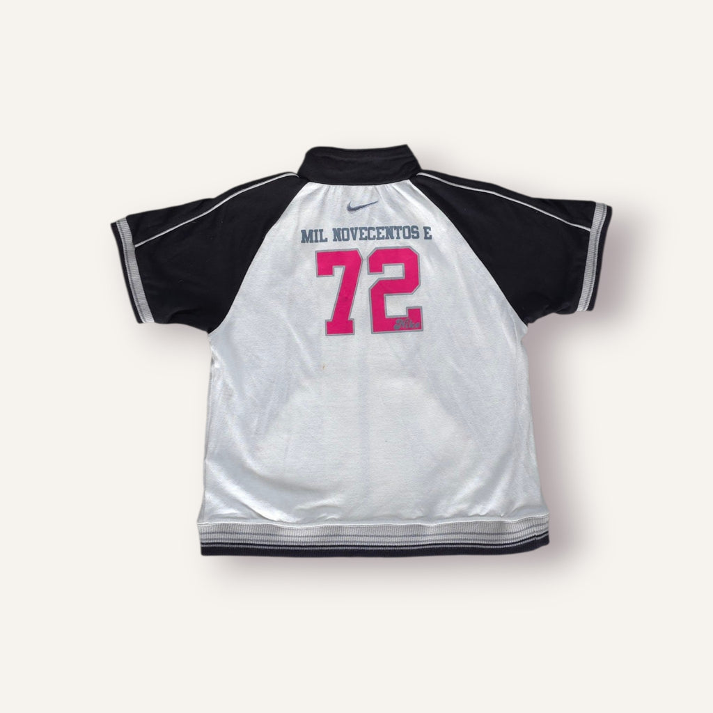 Y2K White and Black Girly Zippy Nike Top (3T)